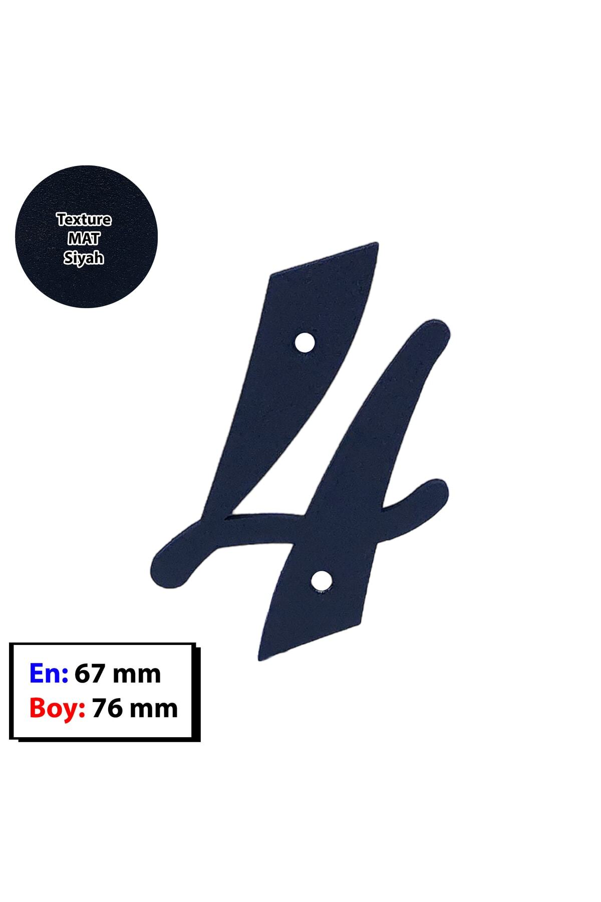 Decorative Matte Black Wrought Iron Door Number 4 No - Building Apartment Shutter Garden Screw Door Number