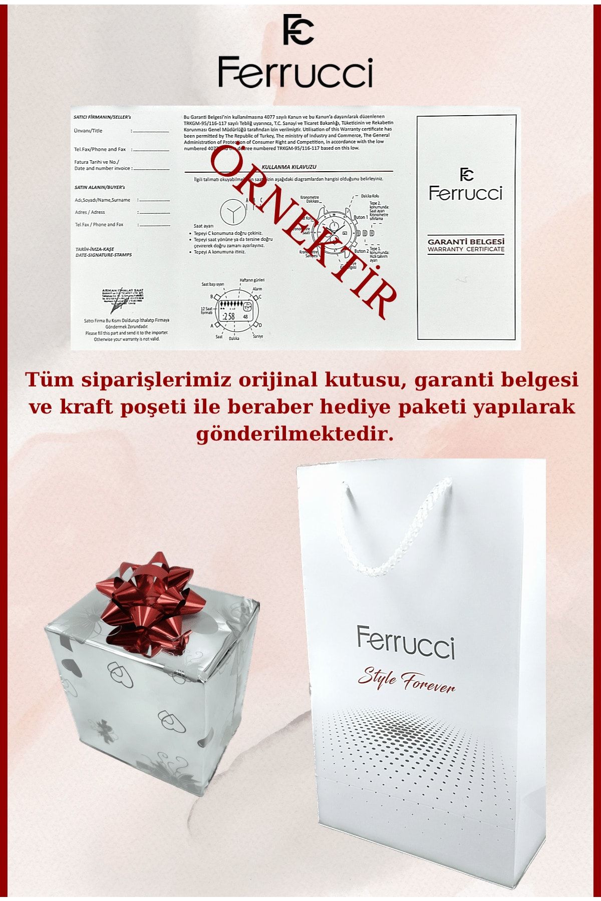ساعت مچی زنانه استیل طلایی رنگ  فروچی Ferrucci (برند ترکیه)