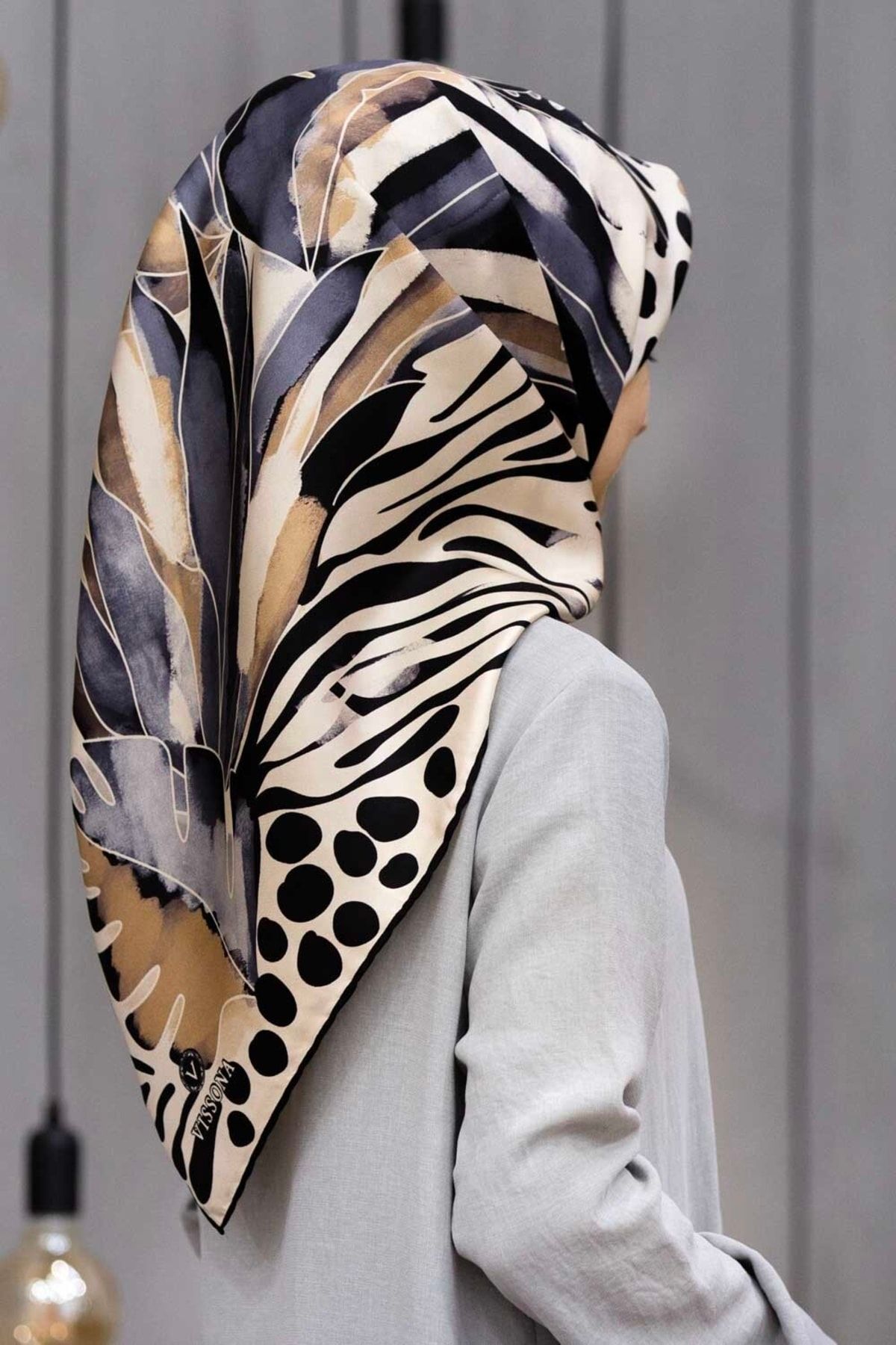 Gray silk scarf cheap