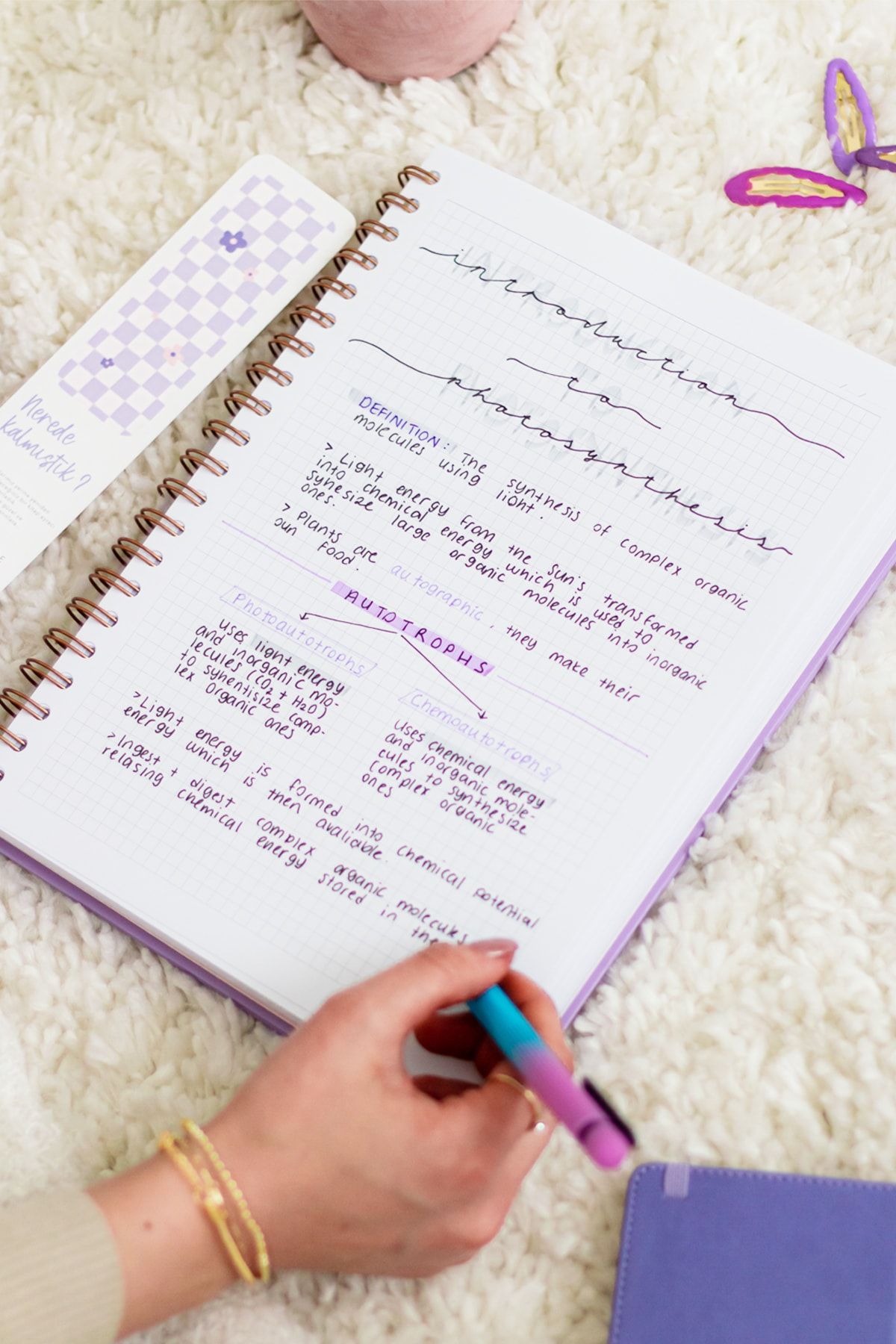 Matt Notebook-20x28 Cm A4 Elastic Spiral Hard Cover Notebook Checkered Lilac 3