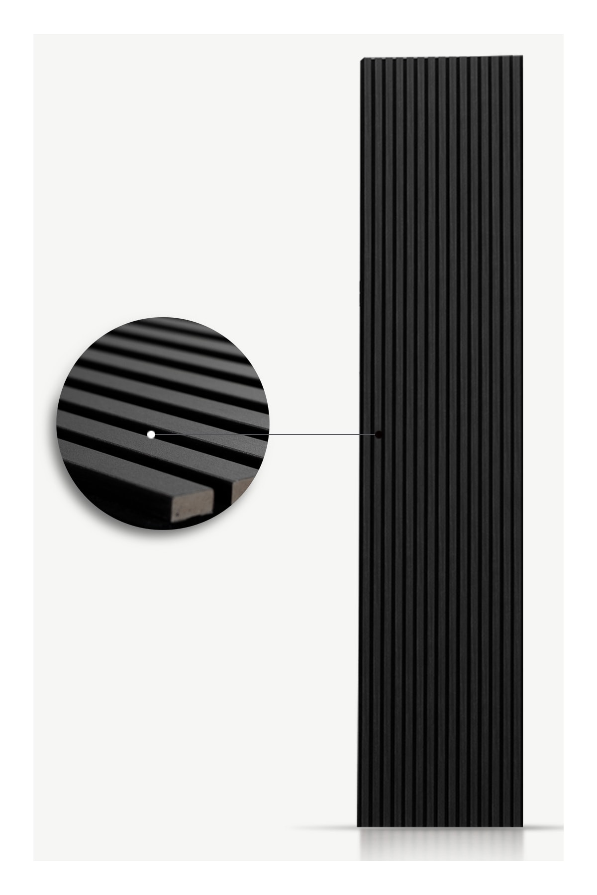 Plus 60x245 Cm Matte Black Color Acoustic Wood Wall Panel