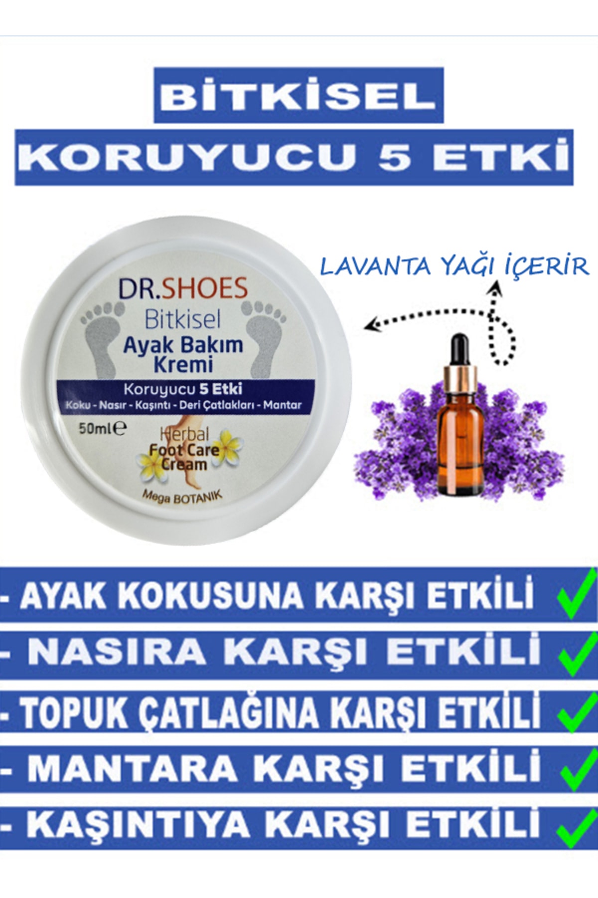 6 Adet Bitkisel Ayak Bakım Kremi - Ayak Koku Karşıtı Krem 50 Ml. Koruyucu 5 Etki — 86807222815856