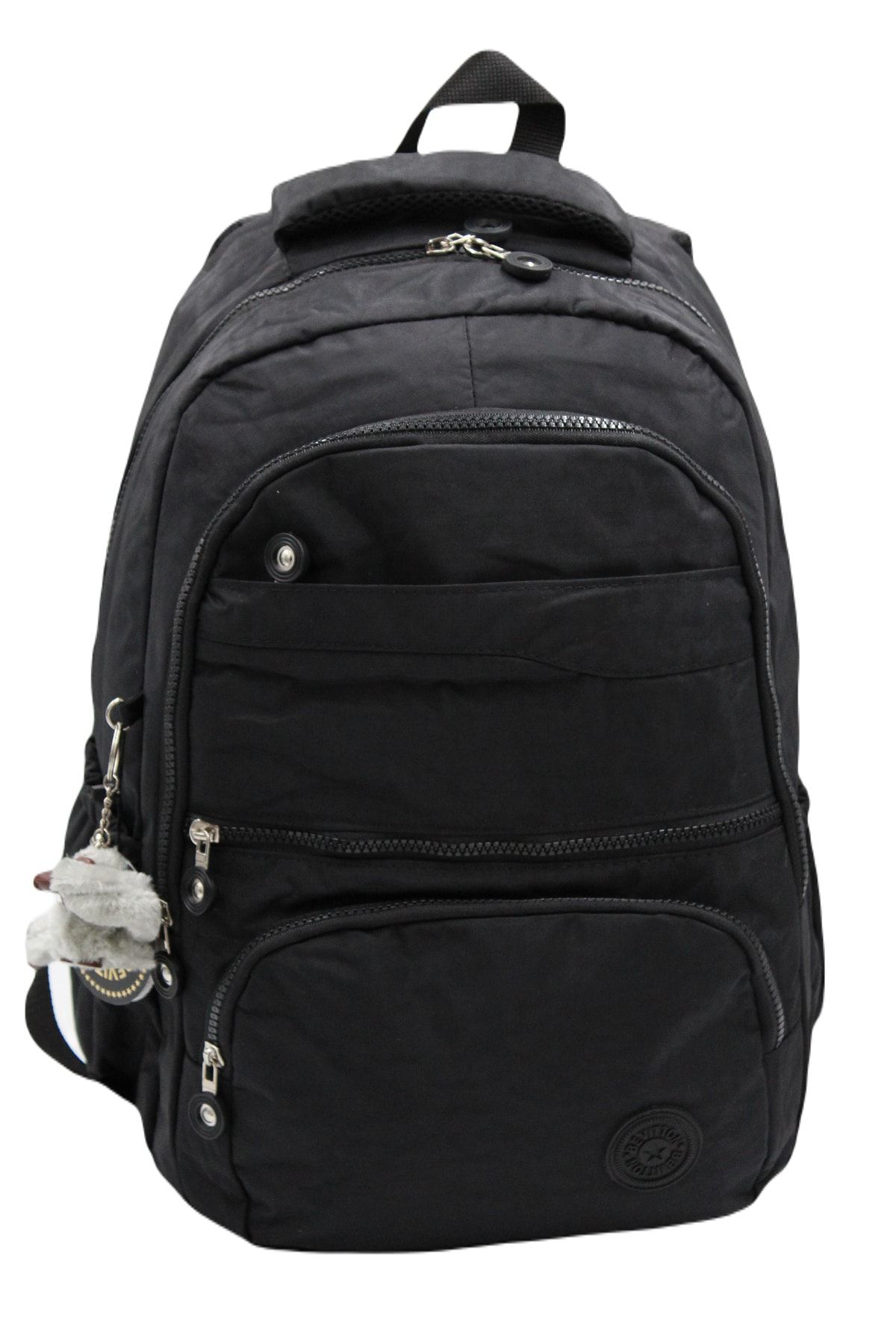 Bevitton-Rucsac negru unisex din țesătură șifonată rezistentă la apă 2400 3