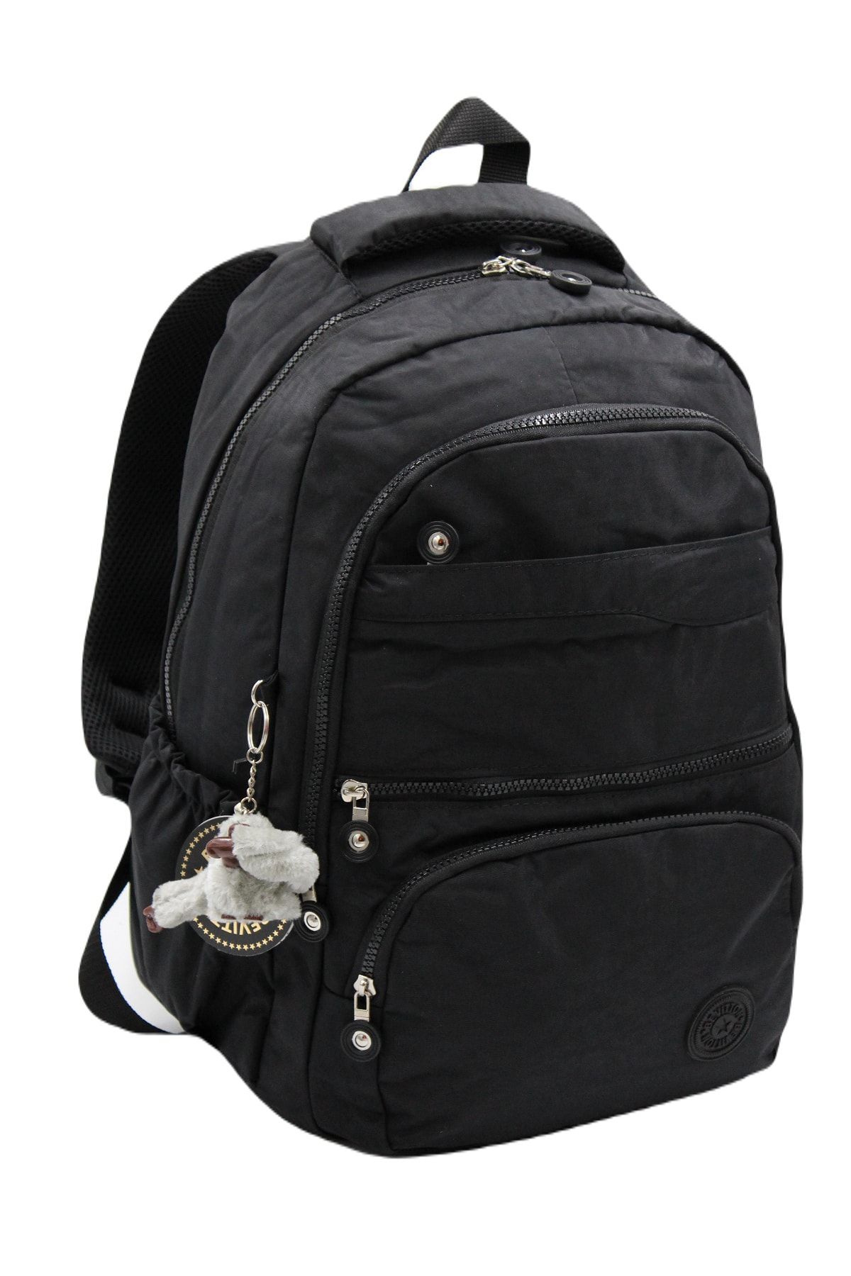 Bevitton-Rucsac negru unisex din țesătură șifonată rezistentă la apă 2400 8