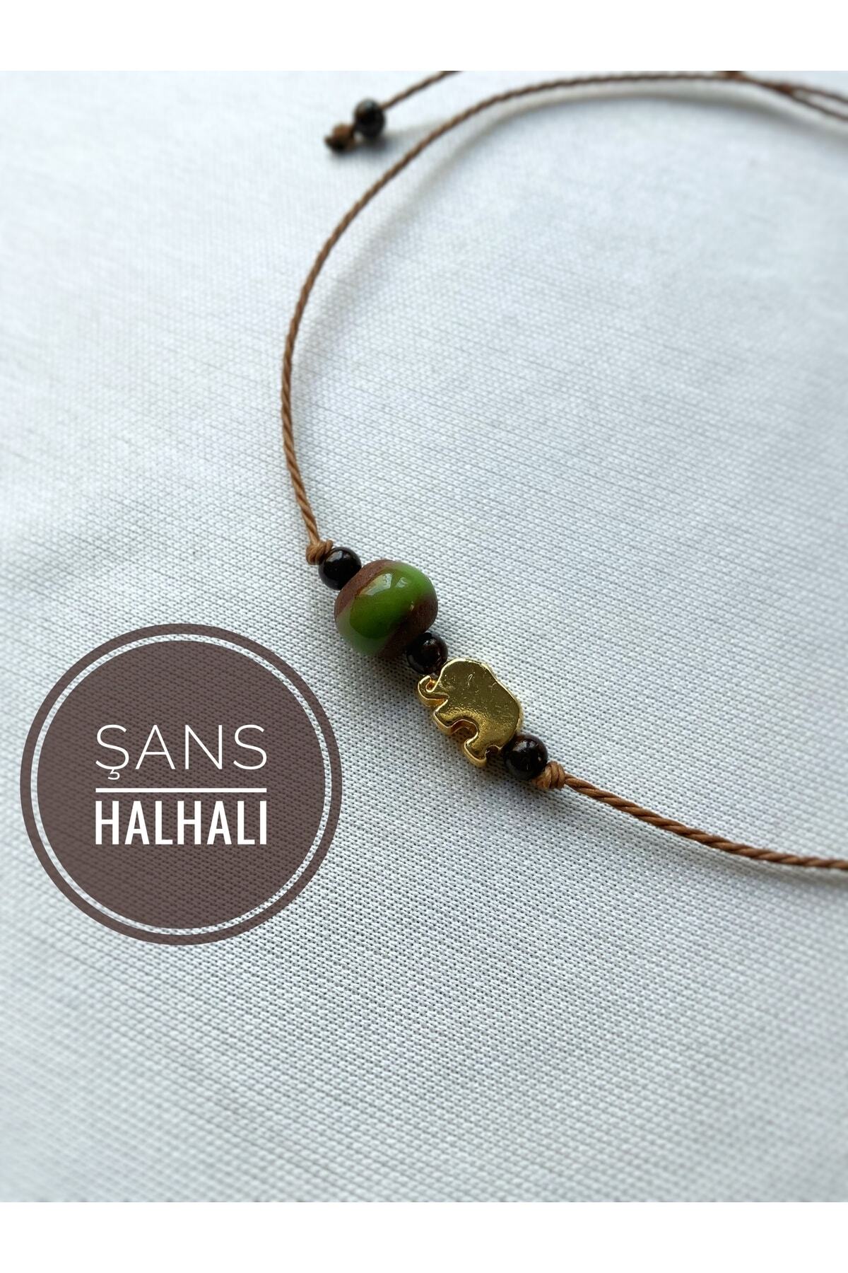 Atölye Merdiven Şans Fili Halhal Seramik Detaylı Unisex Kadın Halhal