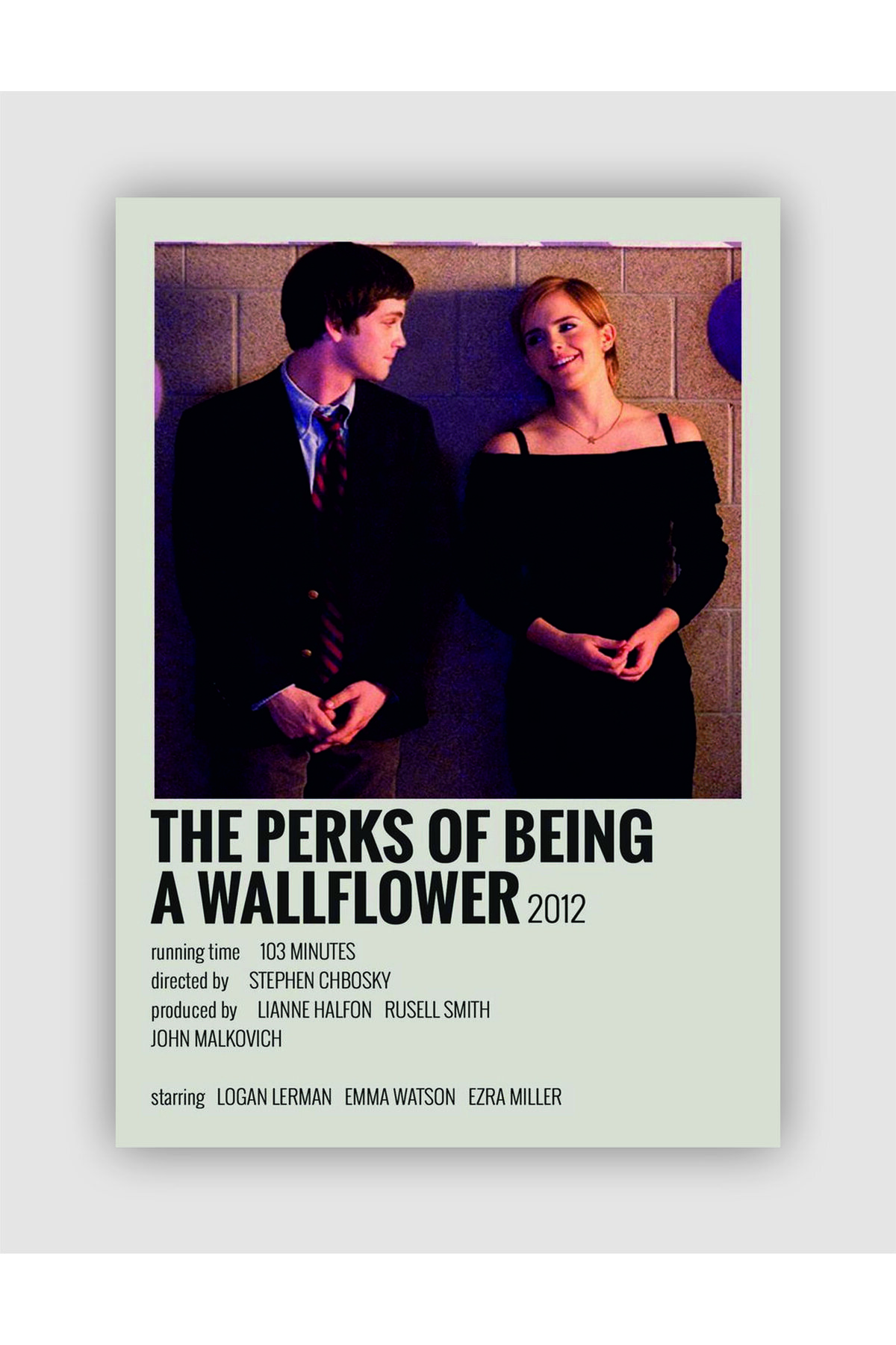 The Perks Of Being A Wallflower Film Info Card Wall Poster