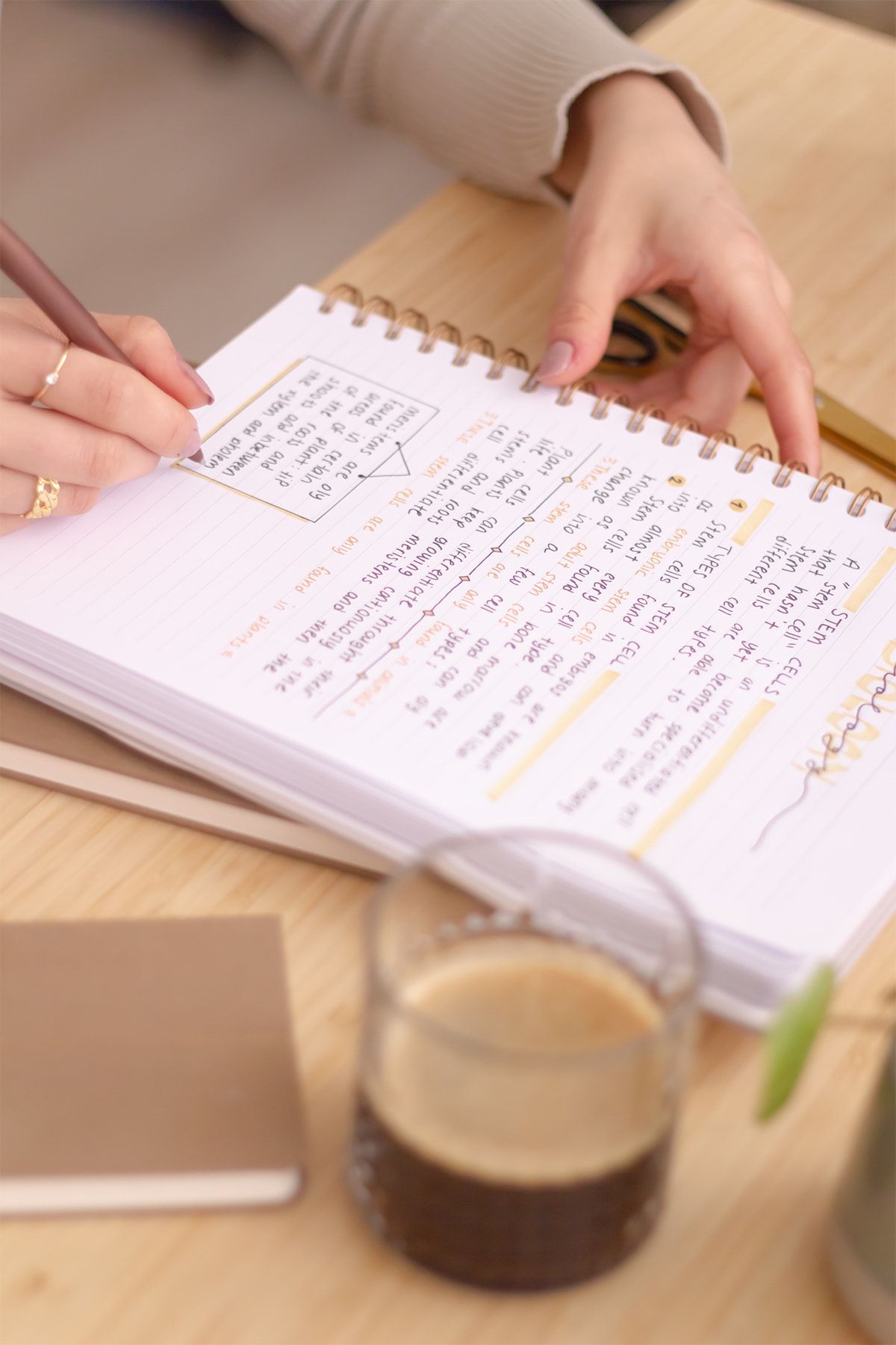 Matt Notebook-دفتر ملاحظات ذو غلاف صلب حلزوني مرن مقاس 20 × 28 سم مقاس A4، مخطط باللون البيج 4