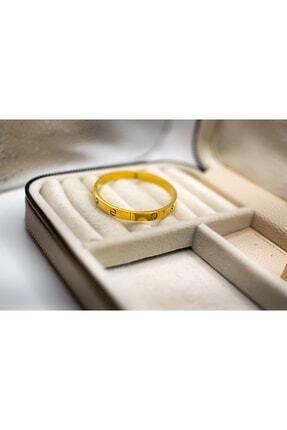 Gold Zirkon Taşlı &Ccedil;elik Cartier Bileklik
