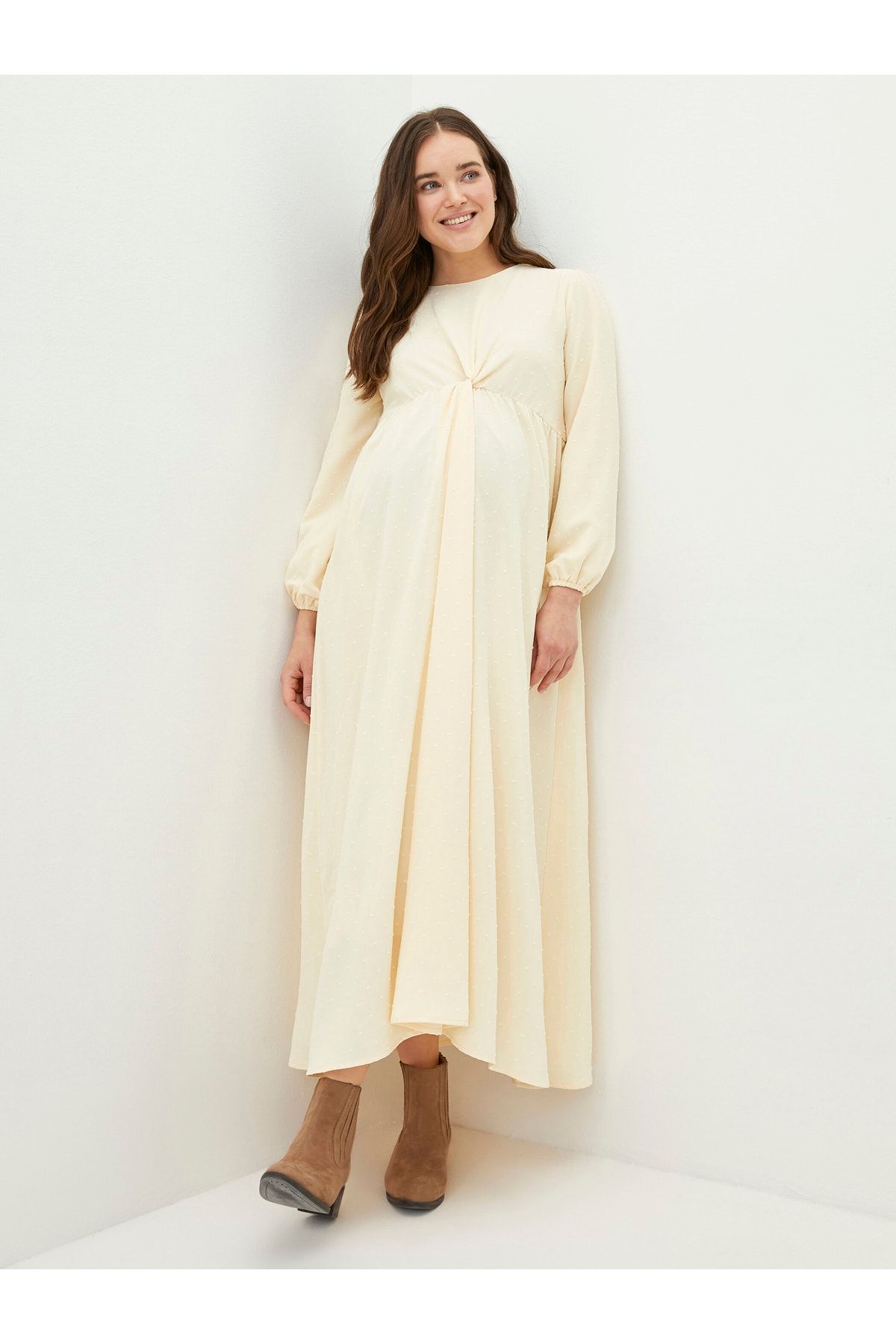 LC Waikiki Kleid Ecru A-Linie