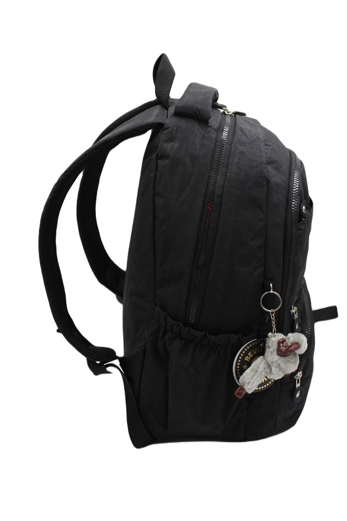 Bevitton-Rucsac negru unisex din țesătură șifonată rezistentă la apă 2400 5