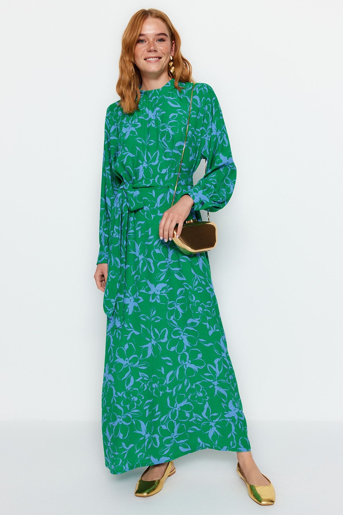 Trendyol Modest Kleid Grün A-Linie