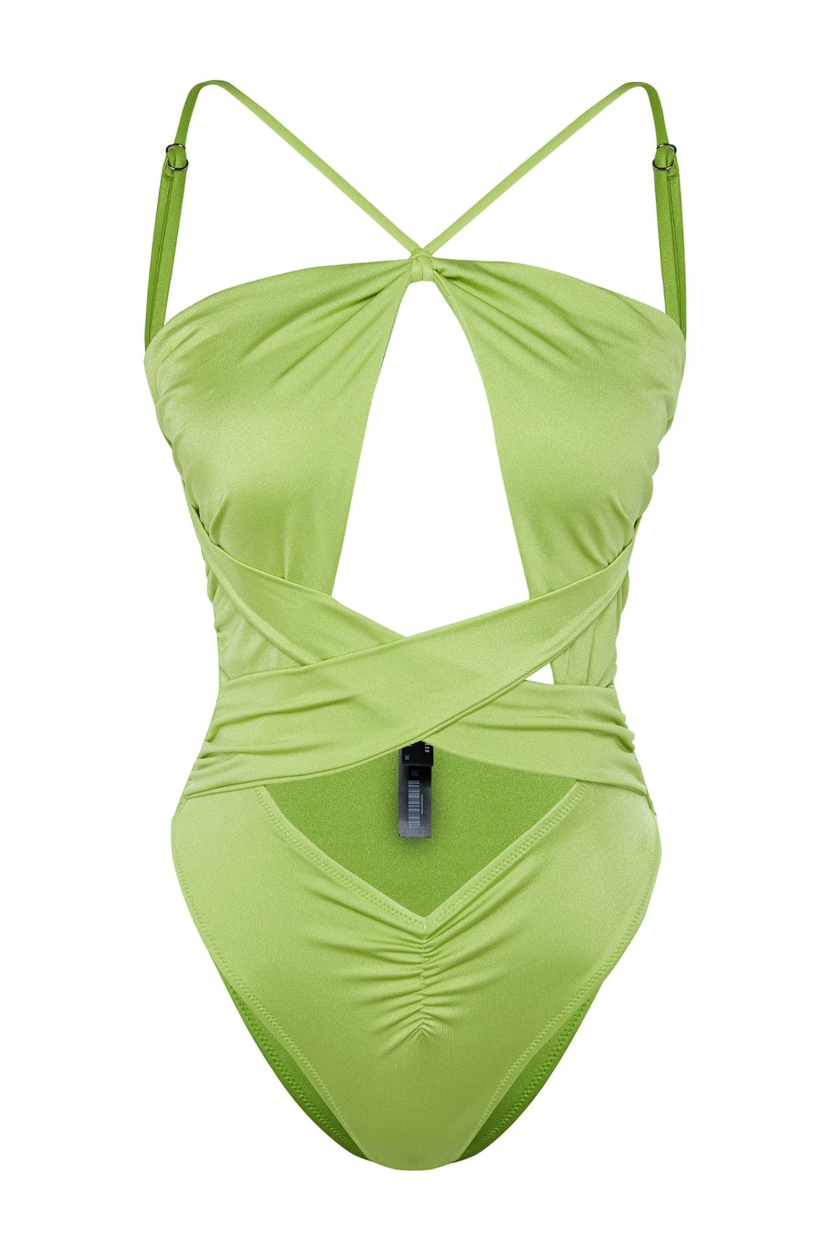 Trendyol Collection-X Zeynep Tosun Hellgrüner Badeanzug mit Fenster-/Ausschnittdetail TCLSS23MA00002 6