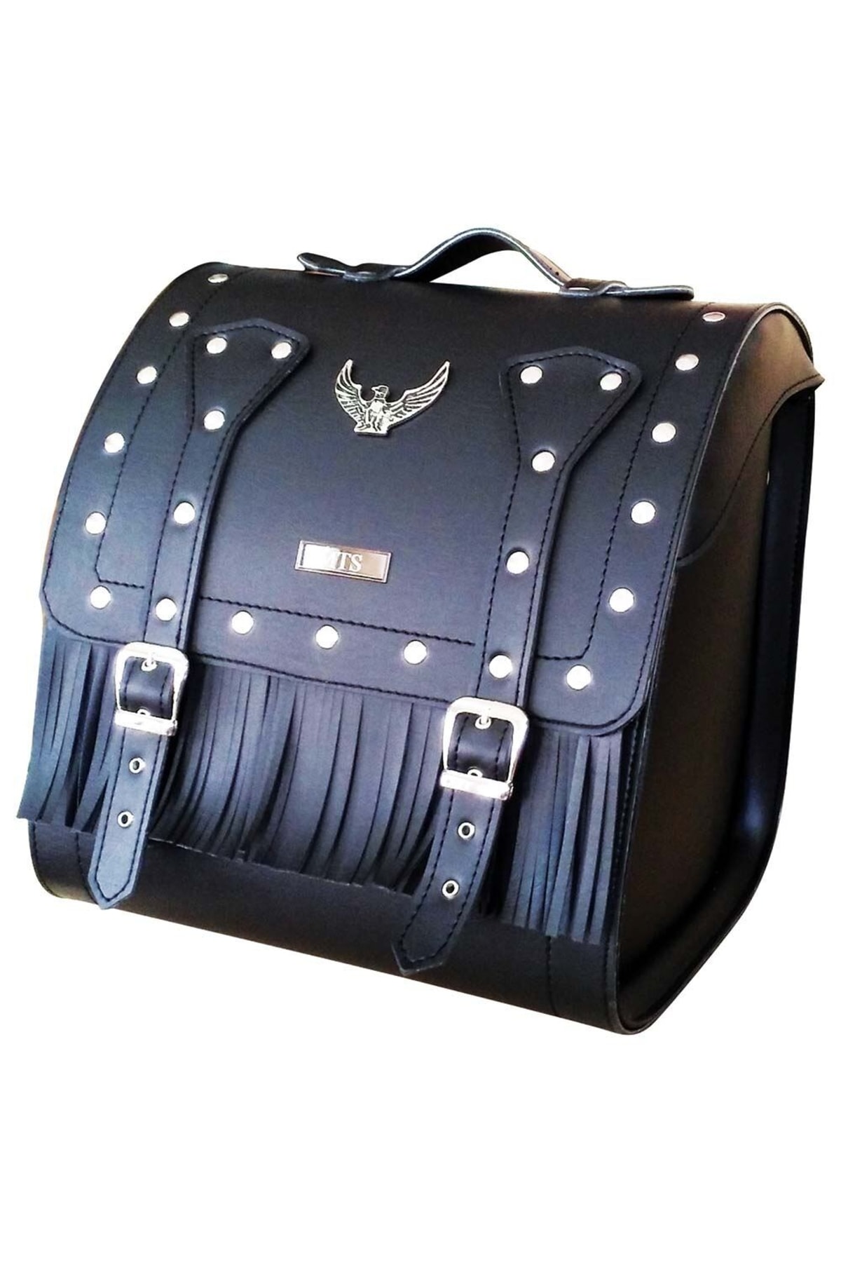 MOTOANL Motosiklet Deri Arka Çanta Valiz Mod Chopper Siyah Motor Arka Çanta