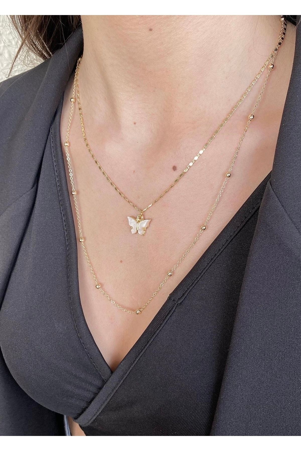 Pearl cheap butterfly necklace