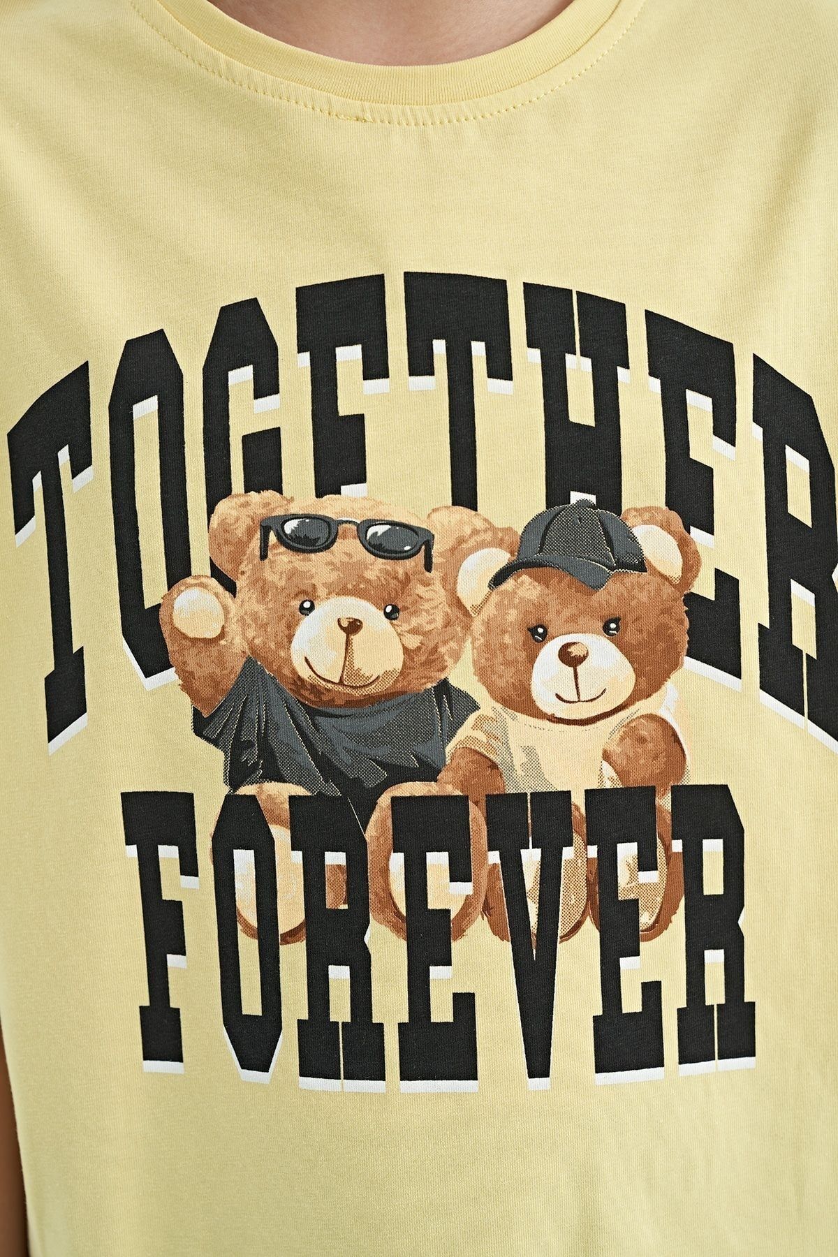 Tommy Life Yellow Teddy Bear Printed O Neck Oversize Short Sleeve