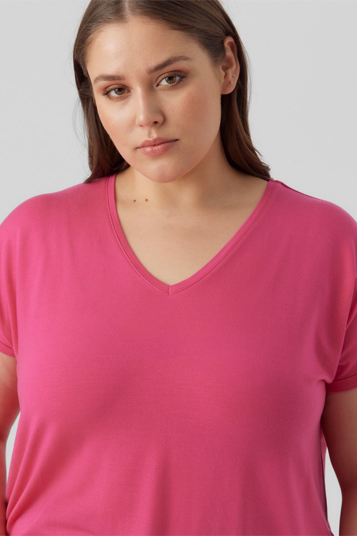 Veromoda Curve-Vero Moda Curve Damen/Mädchen T-Shirt „Yarrow“ in Rosa 5
