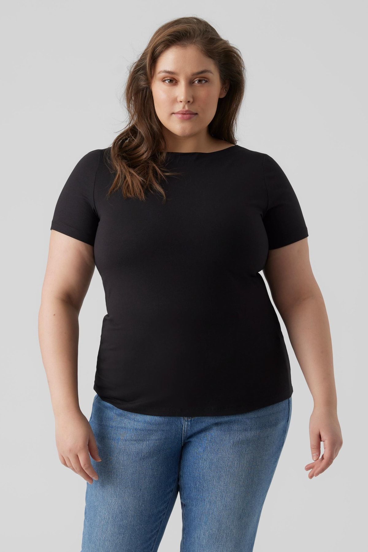 Veromoda Curve Czarny T-shirt Damski/dziewczęcy Vero Moda Curve Kobieta - S