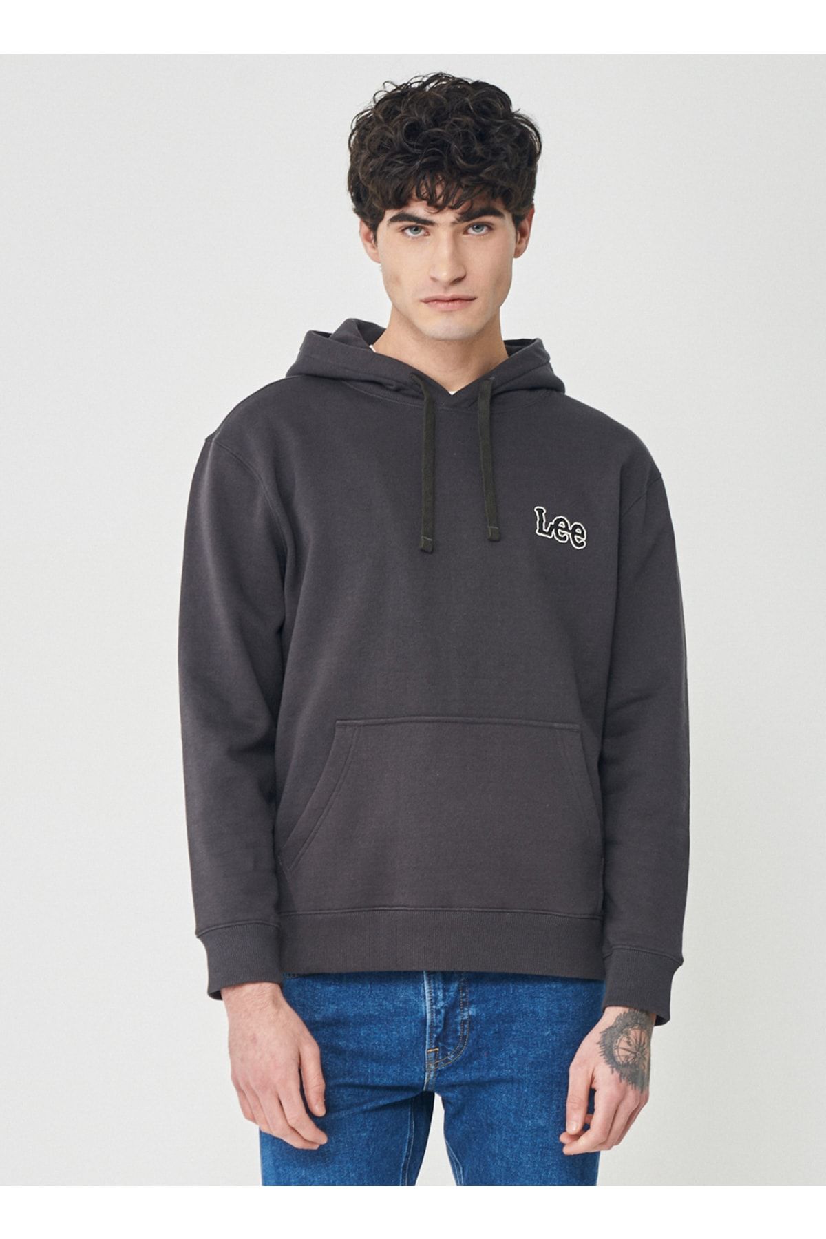 سویشرت مشکی مردانه سیاه یقه l84ptjon the sweatshirt Lee