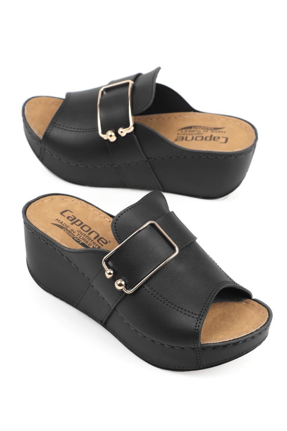 Capone Outfitters-Anatomisch weiche, bequeme Mutterhausschuhe mit Keilabsatz 5