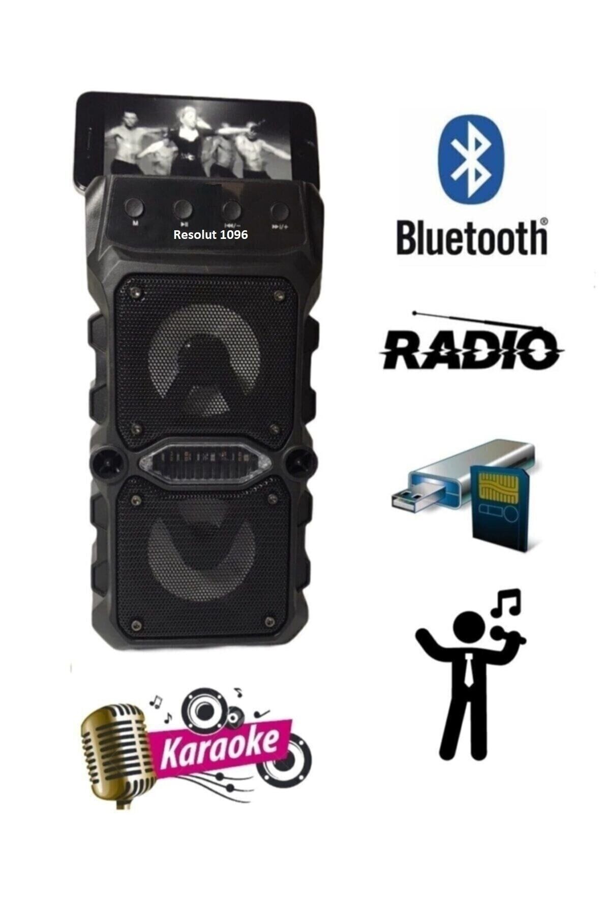 Bluetooth Hoparlör Parti Hoparlörü Karaoke Mikrofon Işıklı Ses Bombası Radyo Usb Sd Girişli