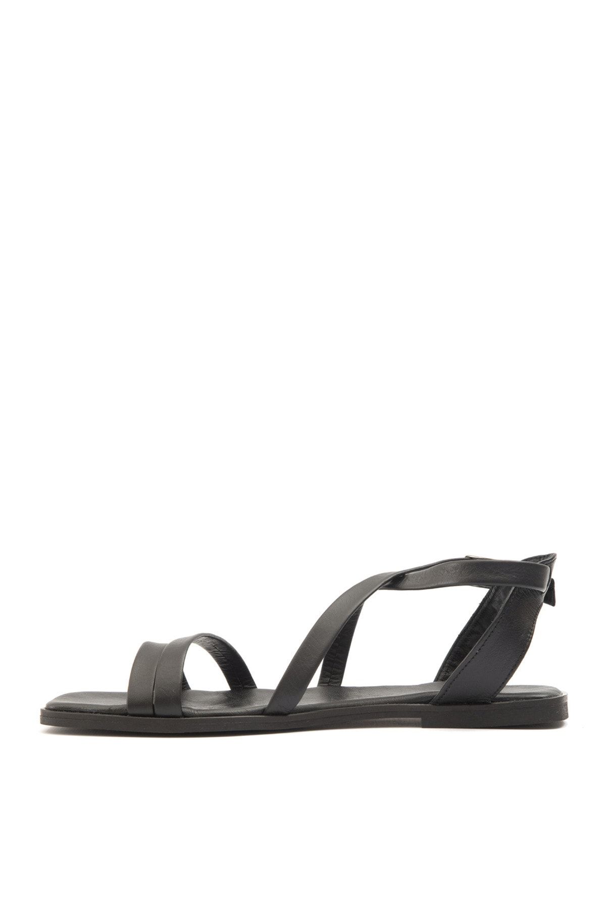 Sole Sisters-Flache Sandalen aus echtem Leder in Schwarz - Dalyan 4