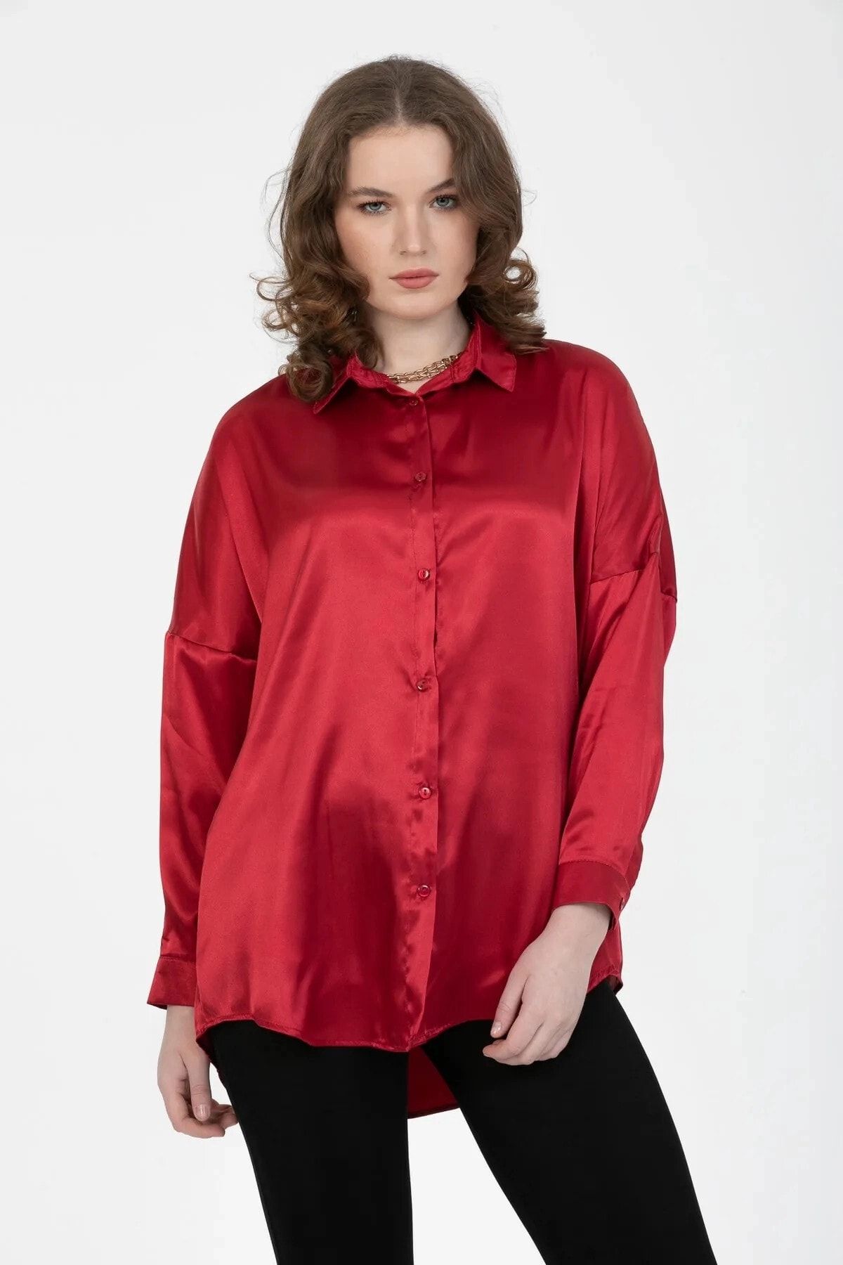 Red sales flowy shirt
