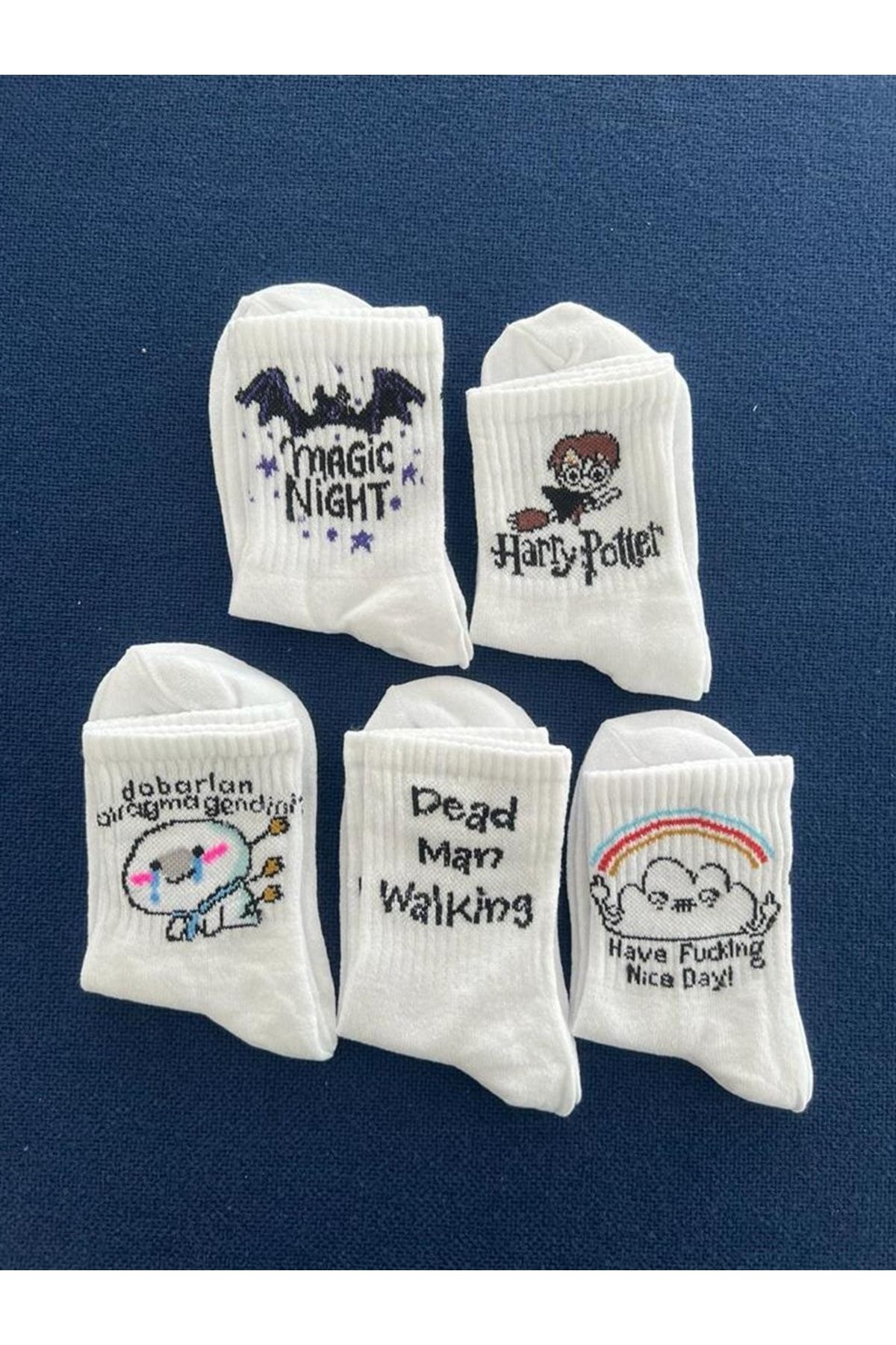 Touz-Unisex White College Socks - Chouze HP 3