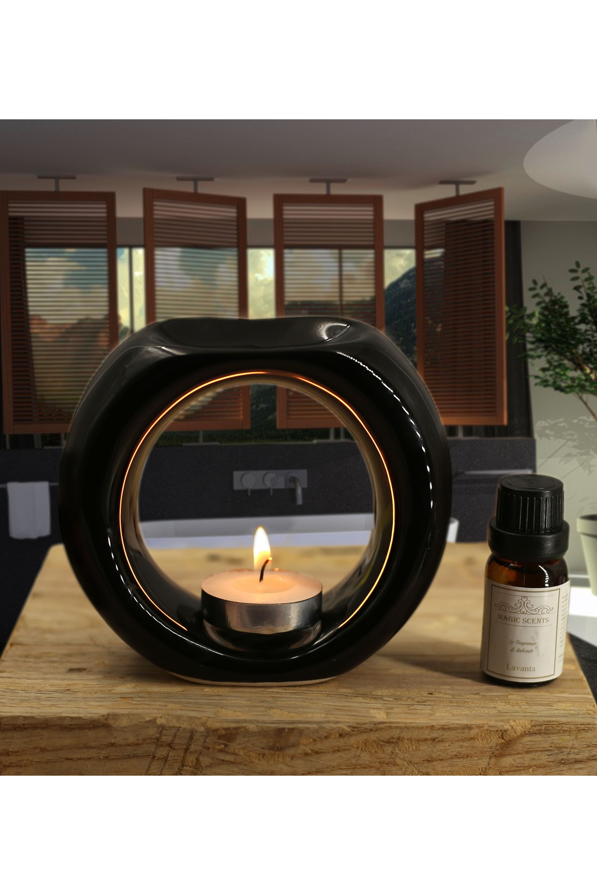 Colorful Ring Censer & Censer Fragrance & 3 Tealigt Candle Gift Set