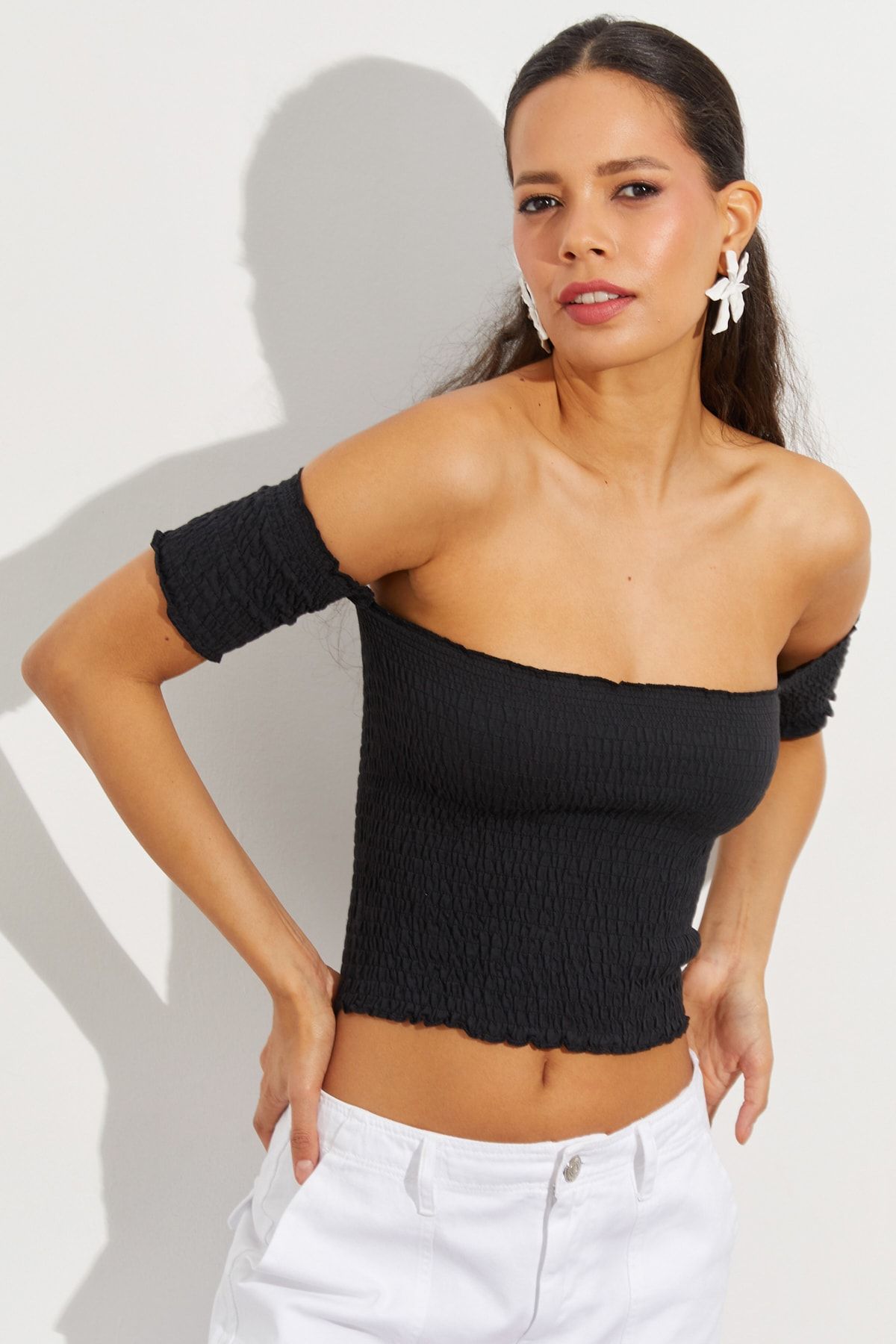 Cool & Sexy Bluse Schwarz Slim Fit