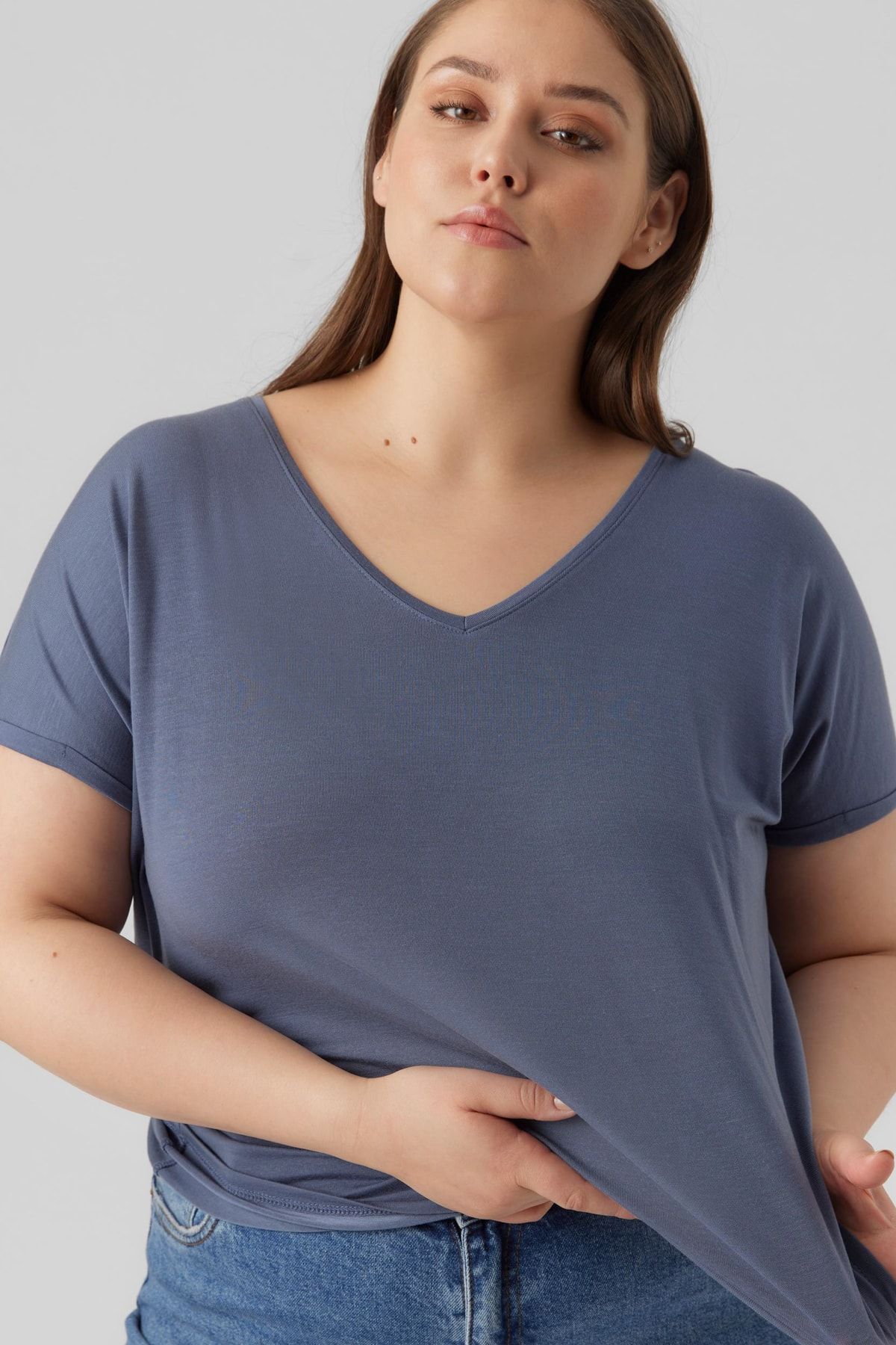 Veromoda Curve-Vero Moda Curve Damen/Mädchen China Blau T-Shirt 5
