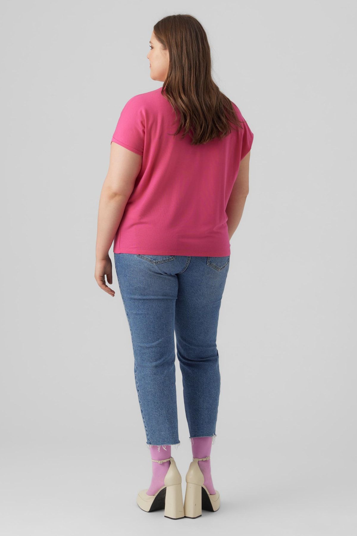 Veromoda Curve-Vero Moda Curve Damen/Mädchen T-Shirt „Yarrow“ in Rosa 3
