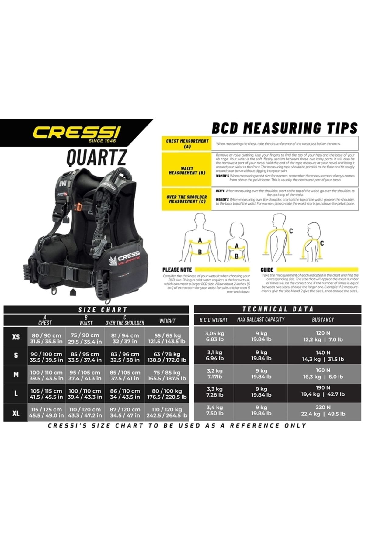 لوازم جانبی ماهیگیری قهوهای کوارتز BCD جلیقه استاندارد L cressi sub
