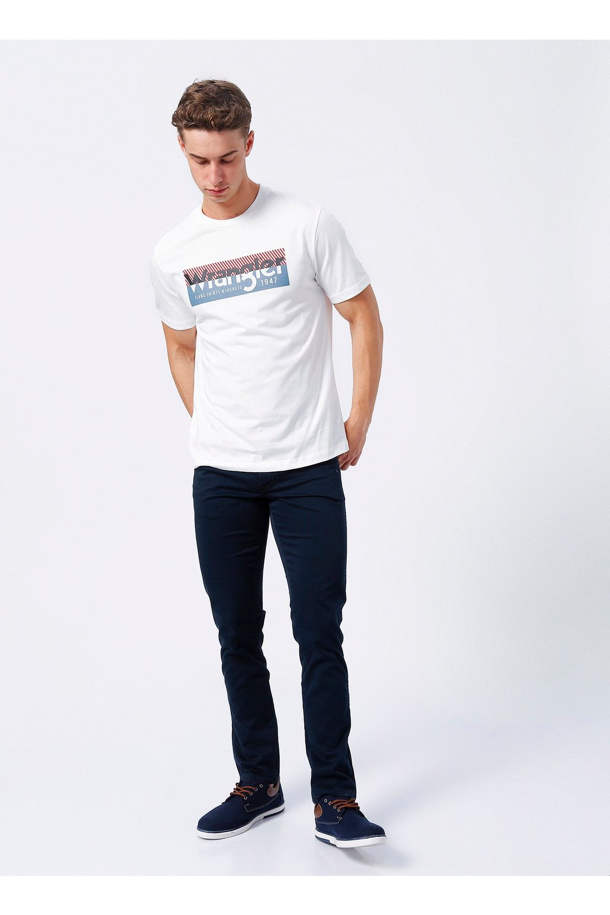 شلوار آبی مردانه تی شرت Navy W12SEA114_TEXAS باریک Wrangler