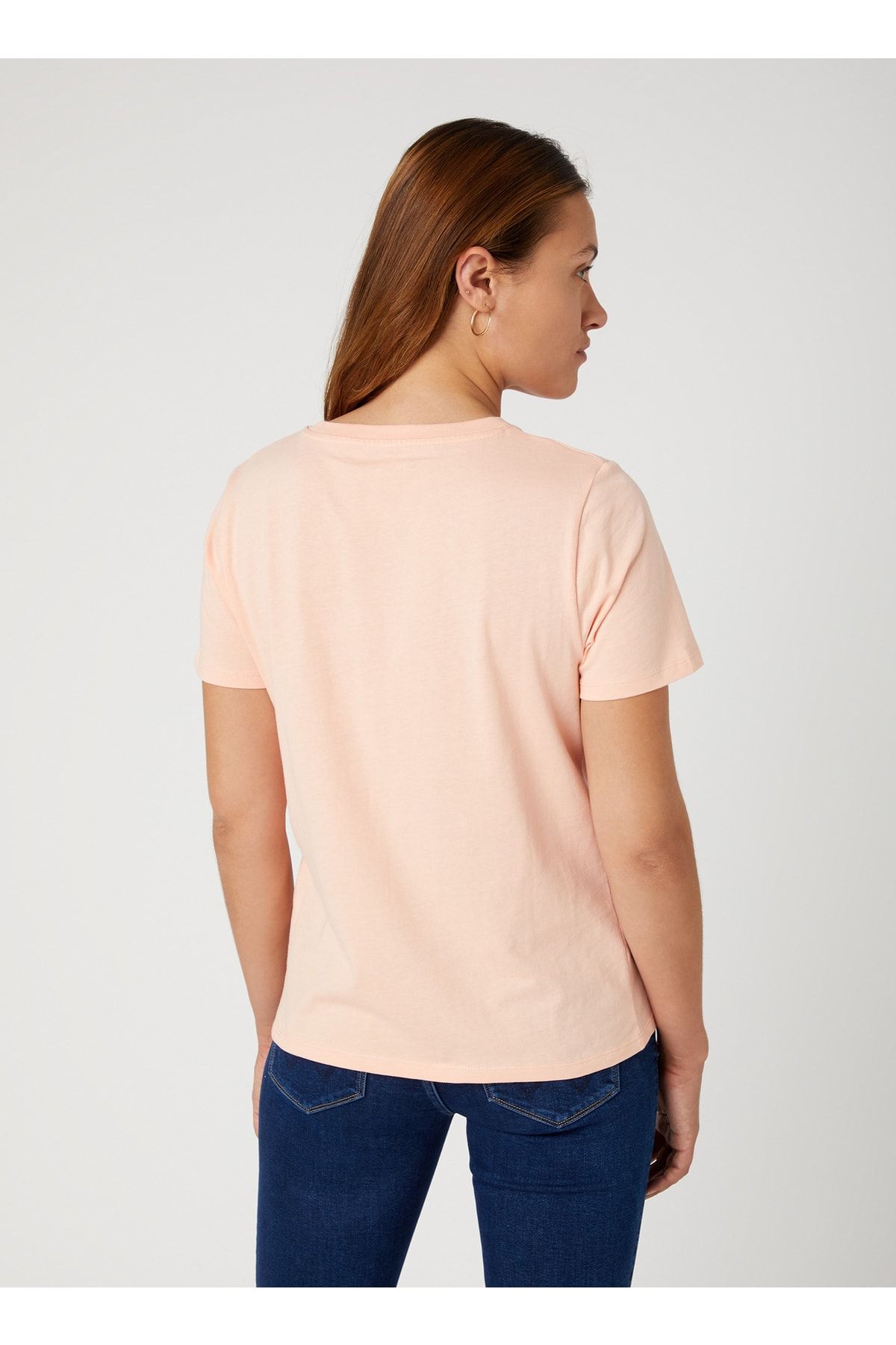 WRANGLER-Lachsfarbenes T-Shirt mit Rundhalsausschnitt für Damen W7n4d3p60 4