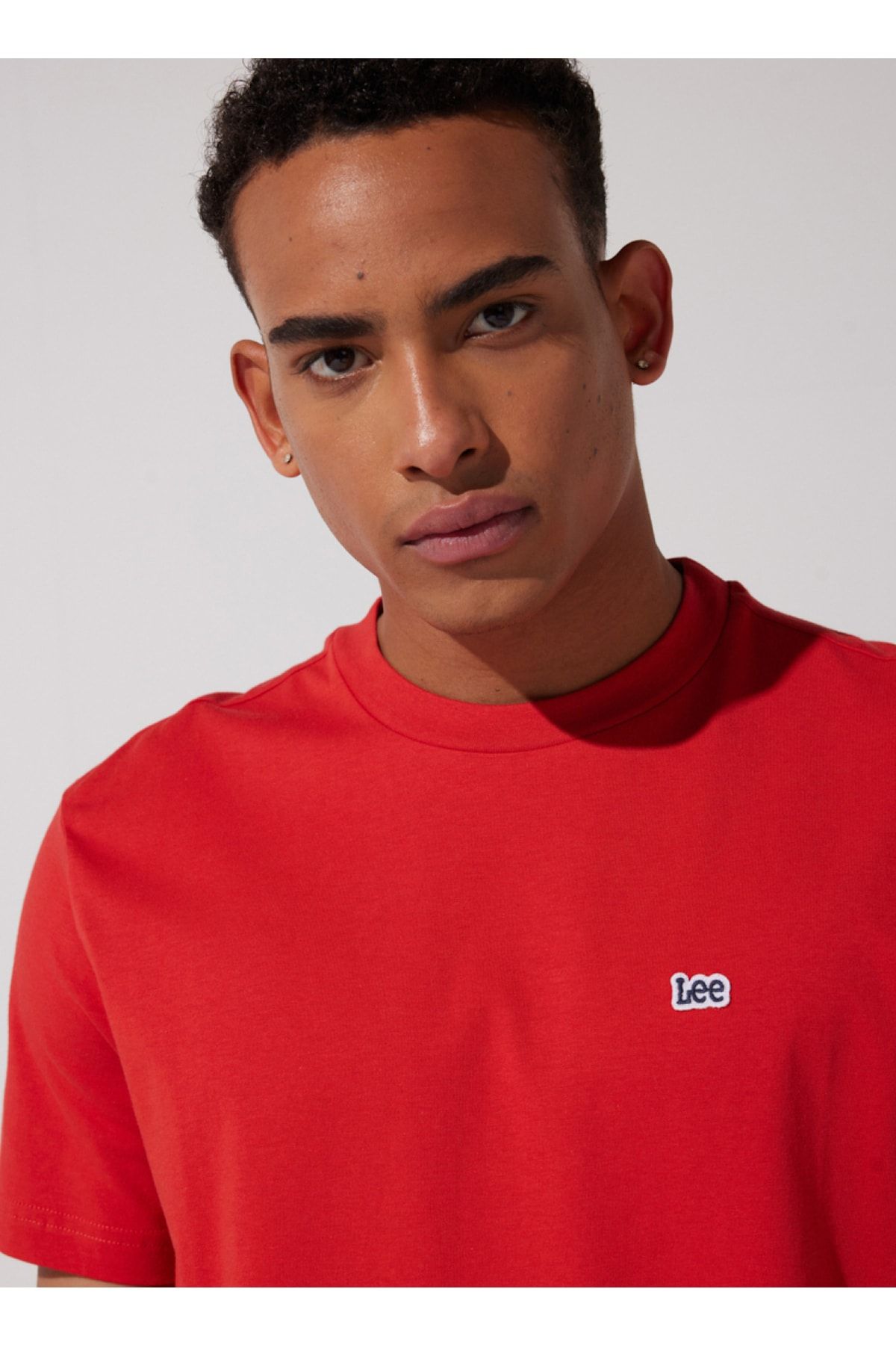 تی شرت قرمز مردانه Coral L60UFQ512 BisLery Collar Lee