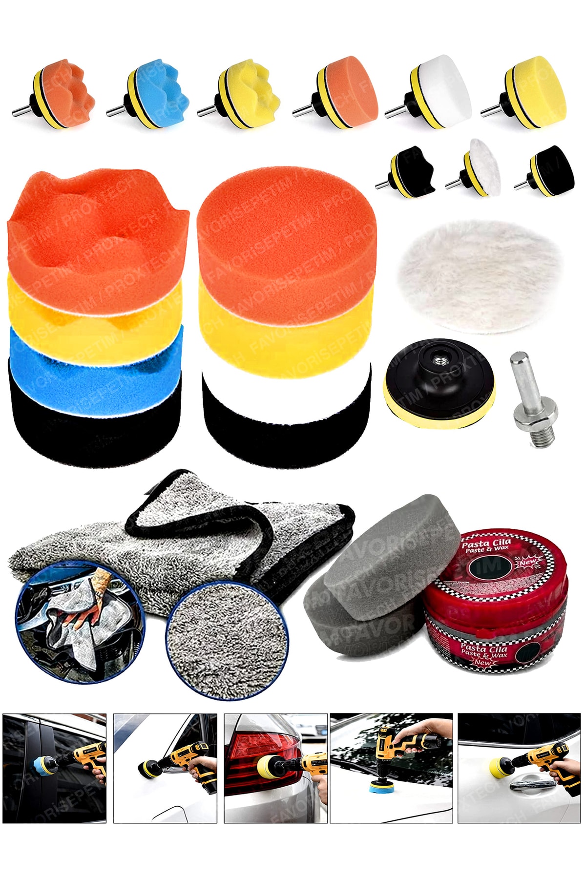 PROXTECH Pro15pcs 115mm Pasta Cila Polisaj Süngeri,fırça