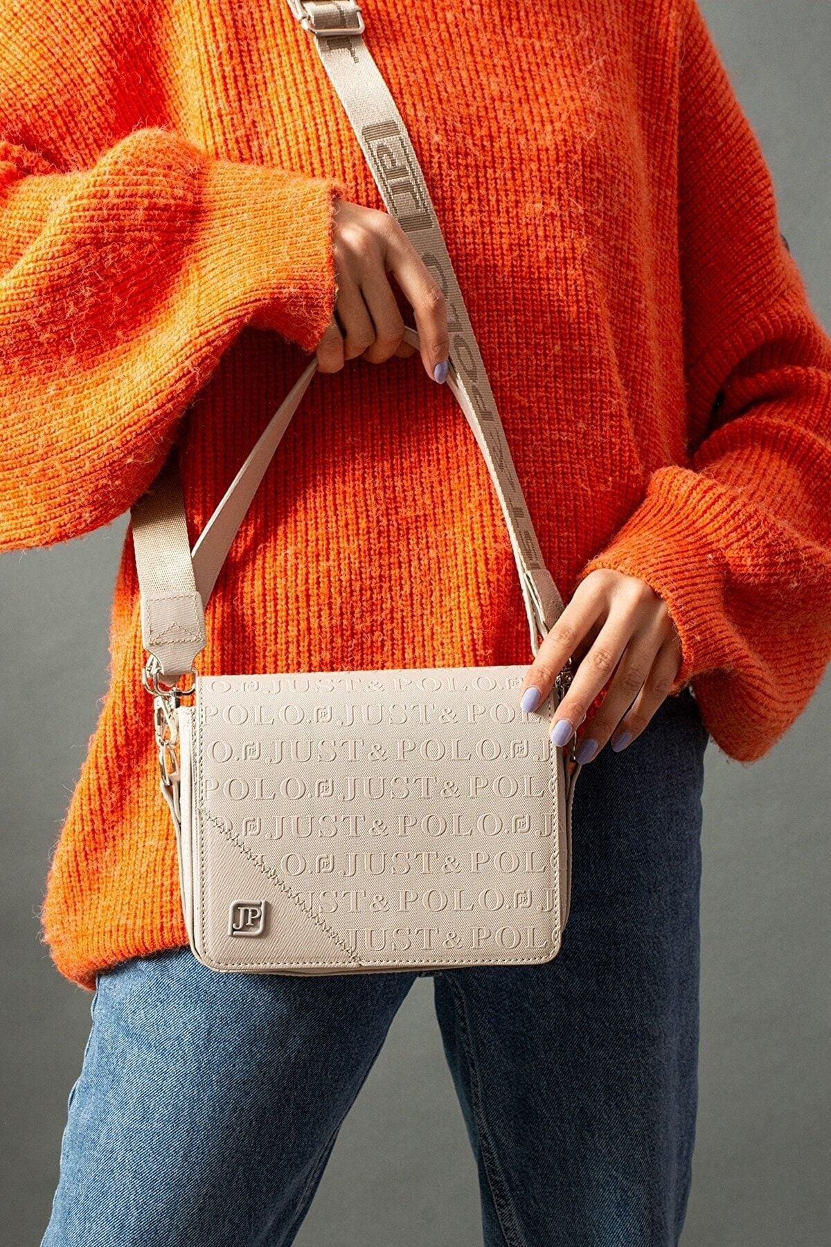 Perforated top crossbody bag