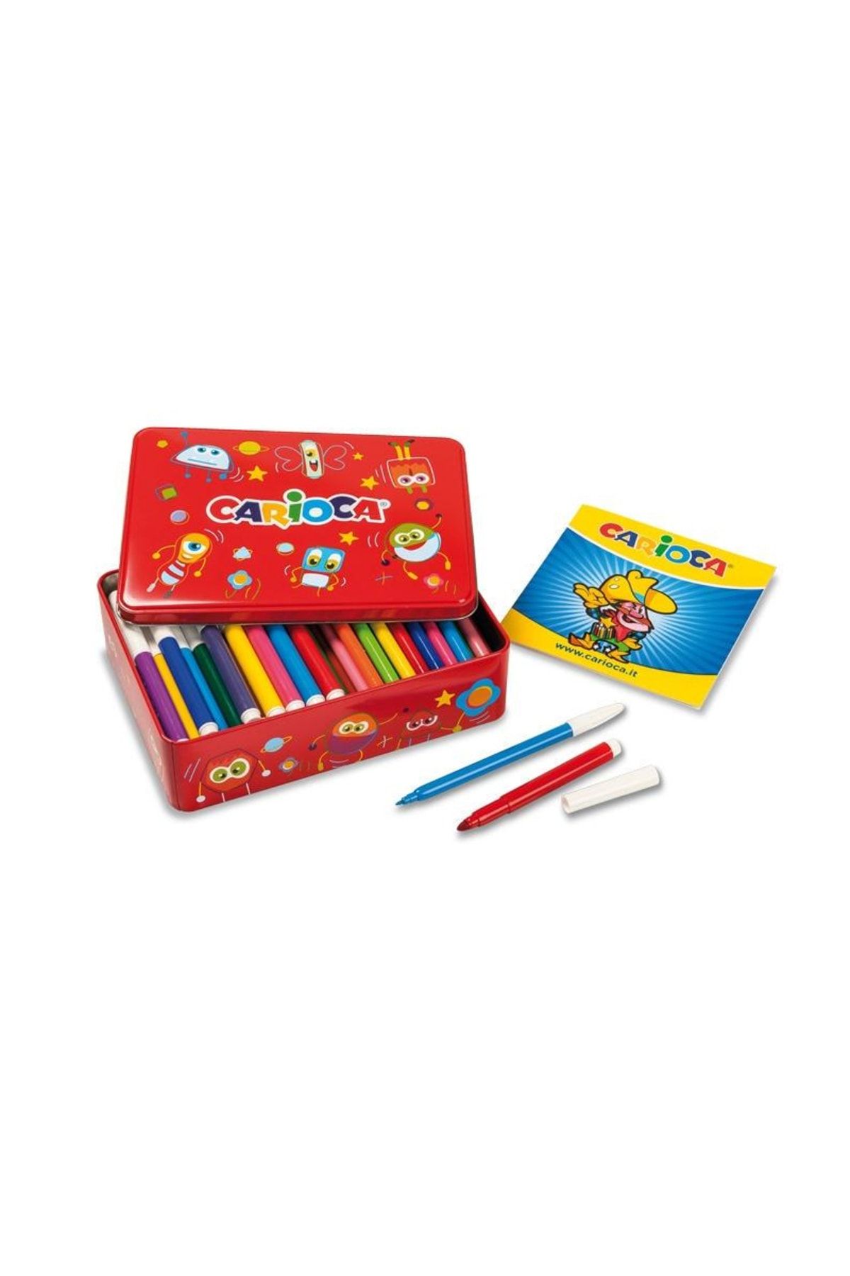 ماژیک نوک نمدی سفید 100 کیت رنگی Super Panable Pen Set کتاب نقاشی پات و قلم فلزی سبز Carioca