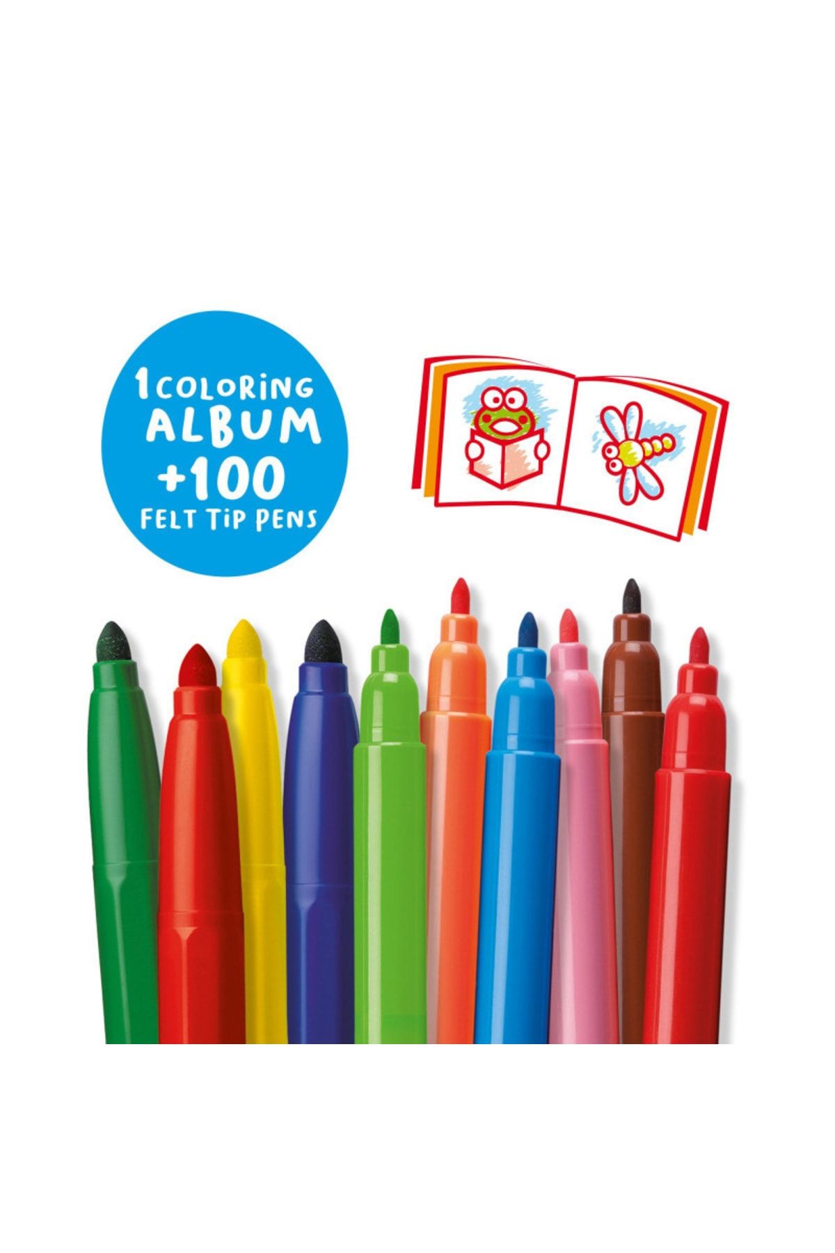 Carioca 100 Color Kit Super Washable Felt Tip Pen Set 100 Coloring