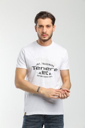 Erkek Beyaz Regular Fit T-shirt TNRNYCTSH