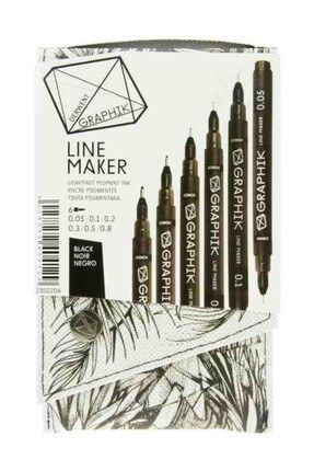 Graphik Line Maker Teknik Çizim ve Grafik Kalemi 6`lı Set BLACK 5660636