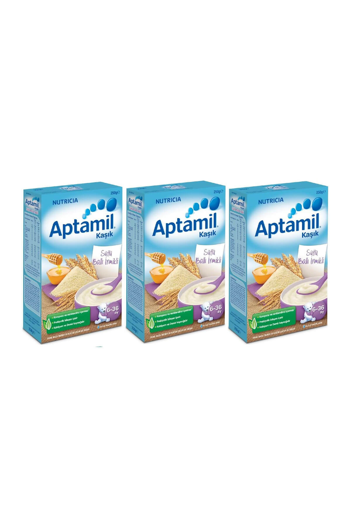Aptamil Kaşık Maması 250 Gr Sütlü Ballı İrmikli 3'lü Set