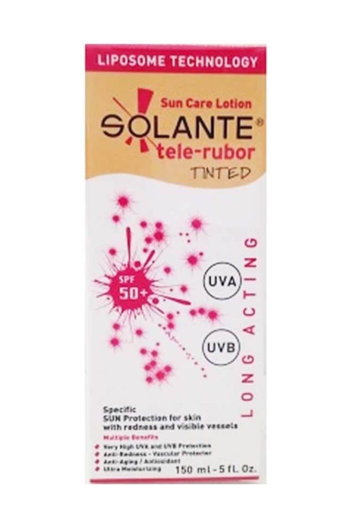 کرم ضد آفتاب رنگی Tele-rubor تله-روبور SPF50+ ضد قرمزی 150میل سولانته Solante