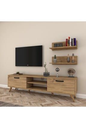 rani mobilya rani a9 duvar rafli kitaplikli tv unitesi modern ayakli tv sehpasi beyaz ceviz m48 fiyati yorumlari trendyol