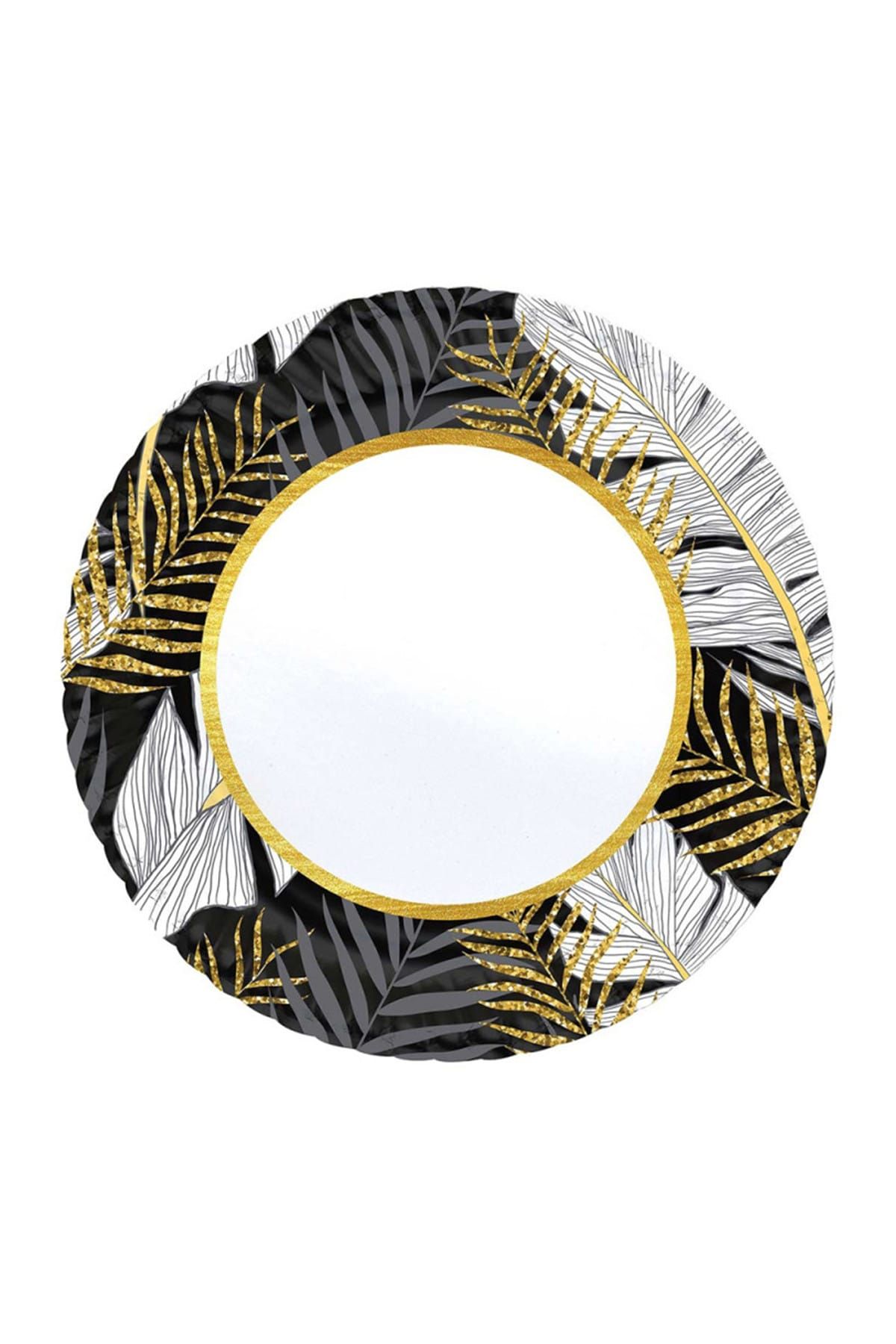 Kazanabil-Set of 8 Gold Glitter Leaves Cardboard Plate Black 1