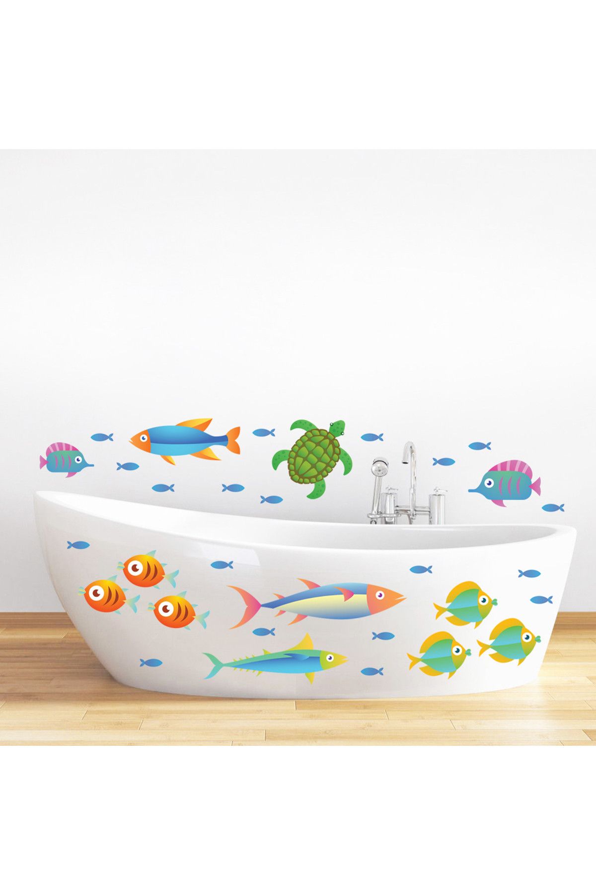 Tilki Dünyası-Colorful Fish Shower Cabin and Bathroom Sticker 1