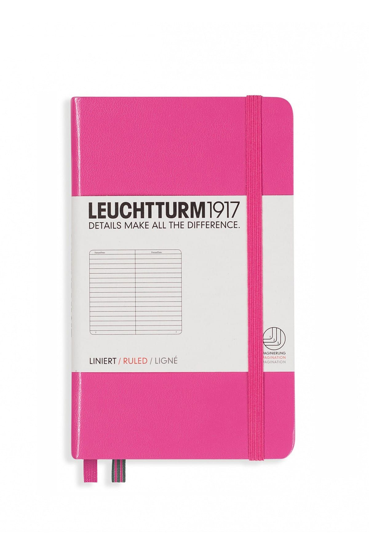 Leuchtturm1917-Σημειωματάριο τσέπης (A6), Ριγέ, Ροζ εξώφυλλο 1