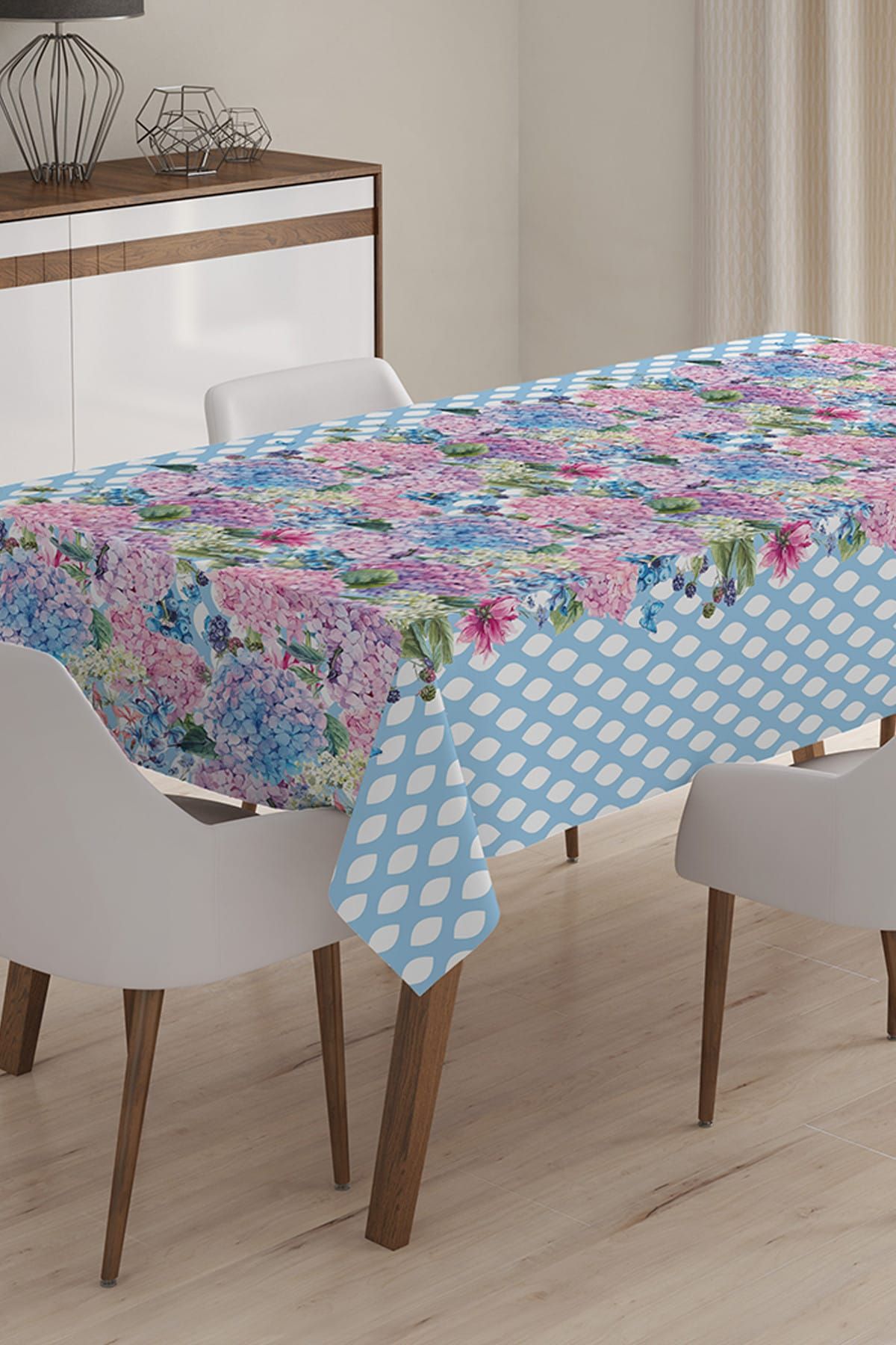 Realhomes-Flower Patterned Digital Printed 3D Tablecloth - 120 x 140 cm 1