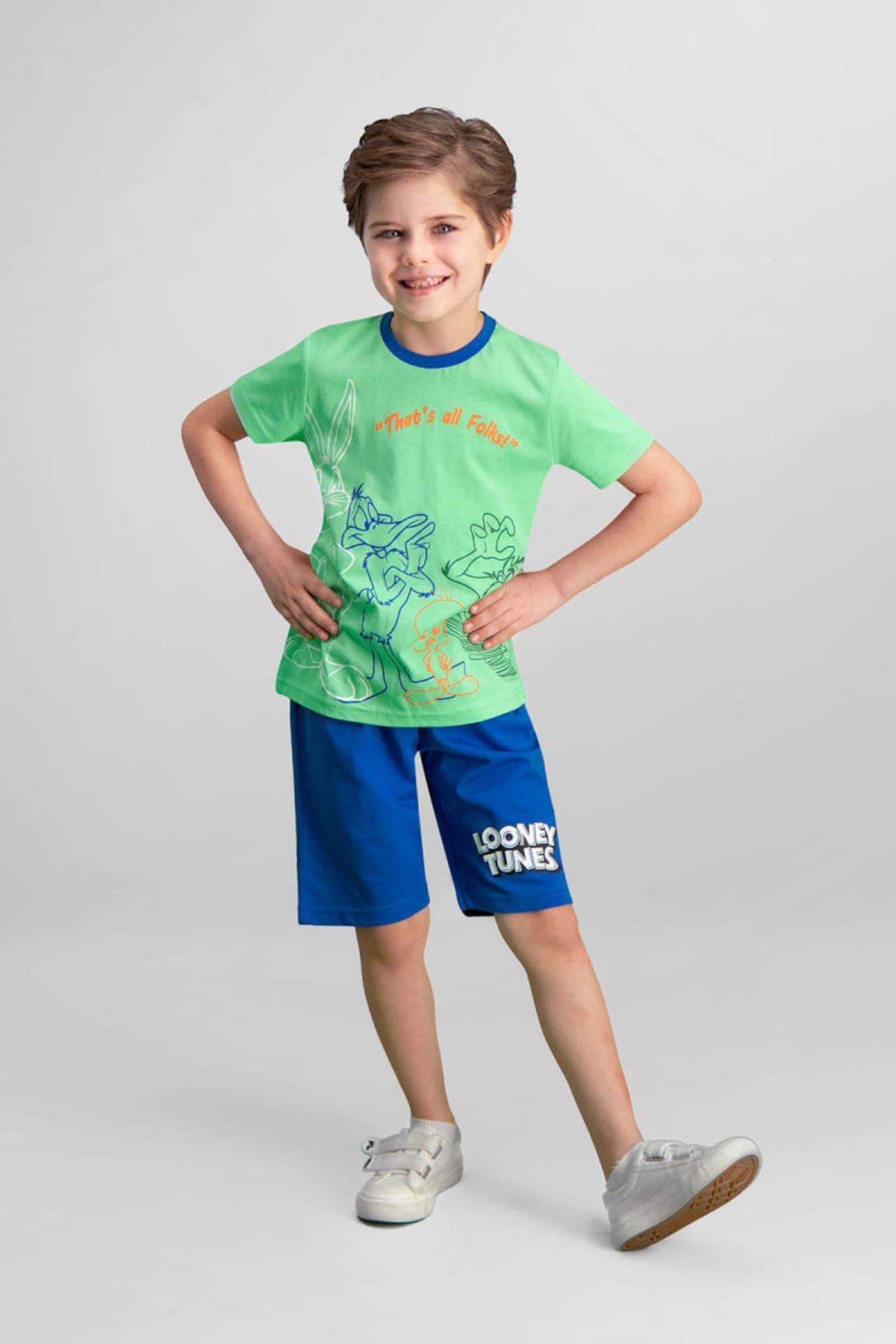 Looney Tunes Set Bermude Pentru Băiat Verde Licențiat Femeie - 4 years old