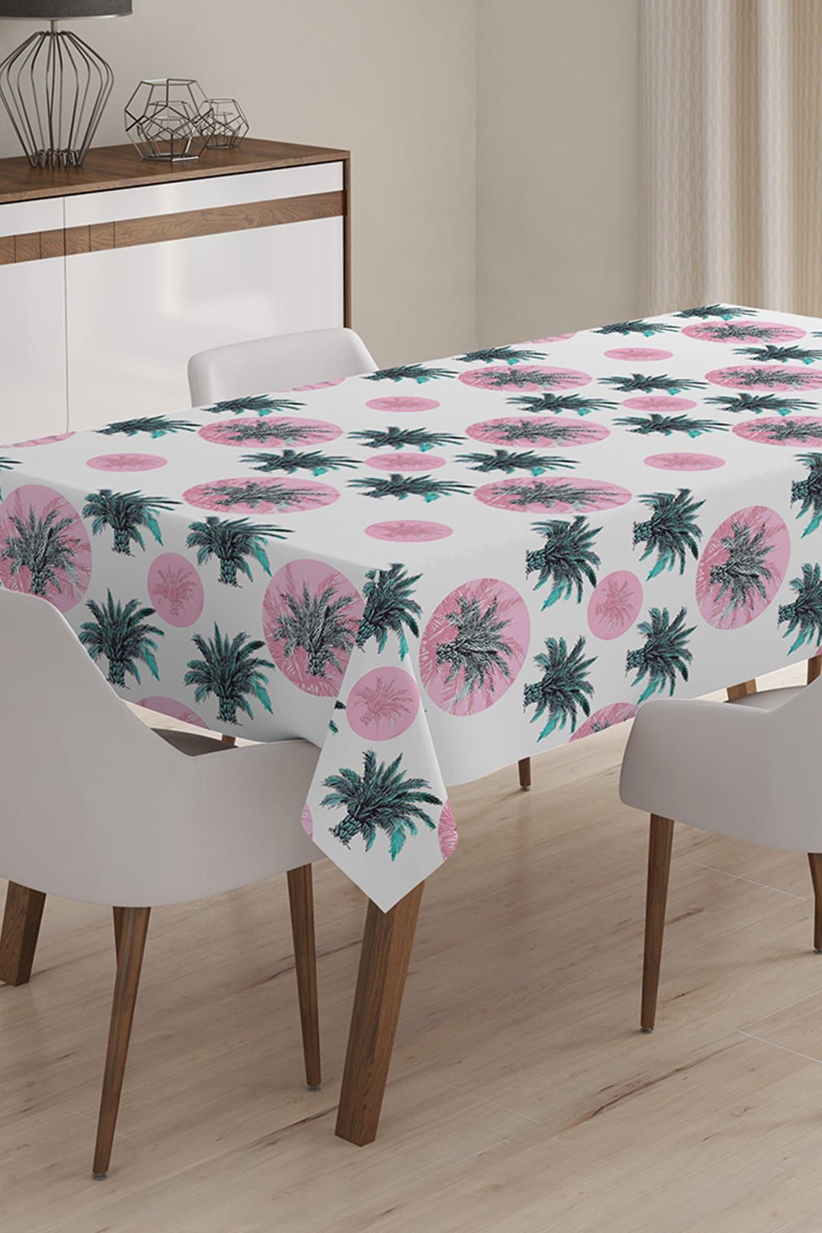 Realhomes-Modern Palm Patterned Digital Printed Tablecloth - 140 x 220 cm 1